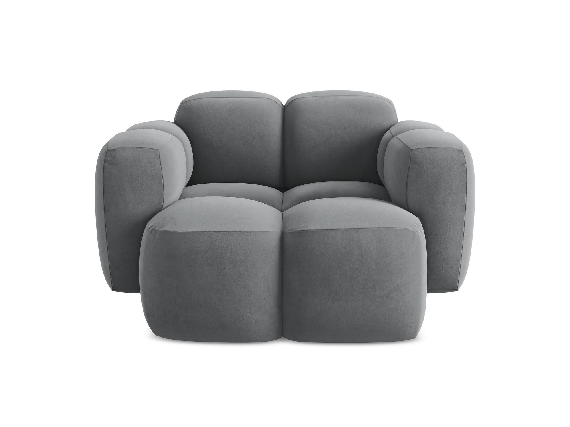 SESSEL Samt Stoff Grau - Edelstahlfarben/Schwarz, Holzwerkstoff/Kunststoff (120/72/115cm) - Makamii