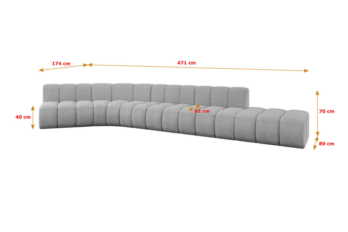 ECKSOFA modulares Sofa Brilo-L2 - 471x174x70 cm Hellgrau - Hellgrau, Holzwerkstoff/Textil (471/174cm) - ALTDECOR