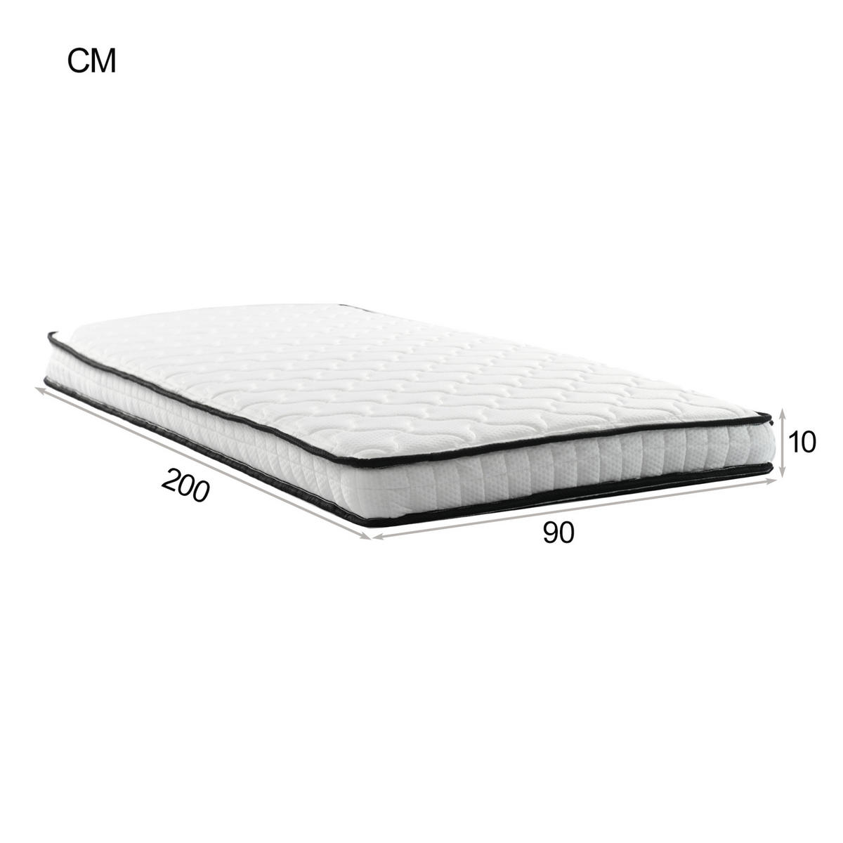 HOCHBETT 90/200 cm Eisenrahmen mit Schreibtisch und LED-Beleuchtung mit Matratze - Weiß, Metall (90/200cm) - OKWISH