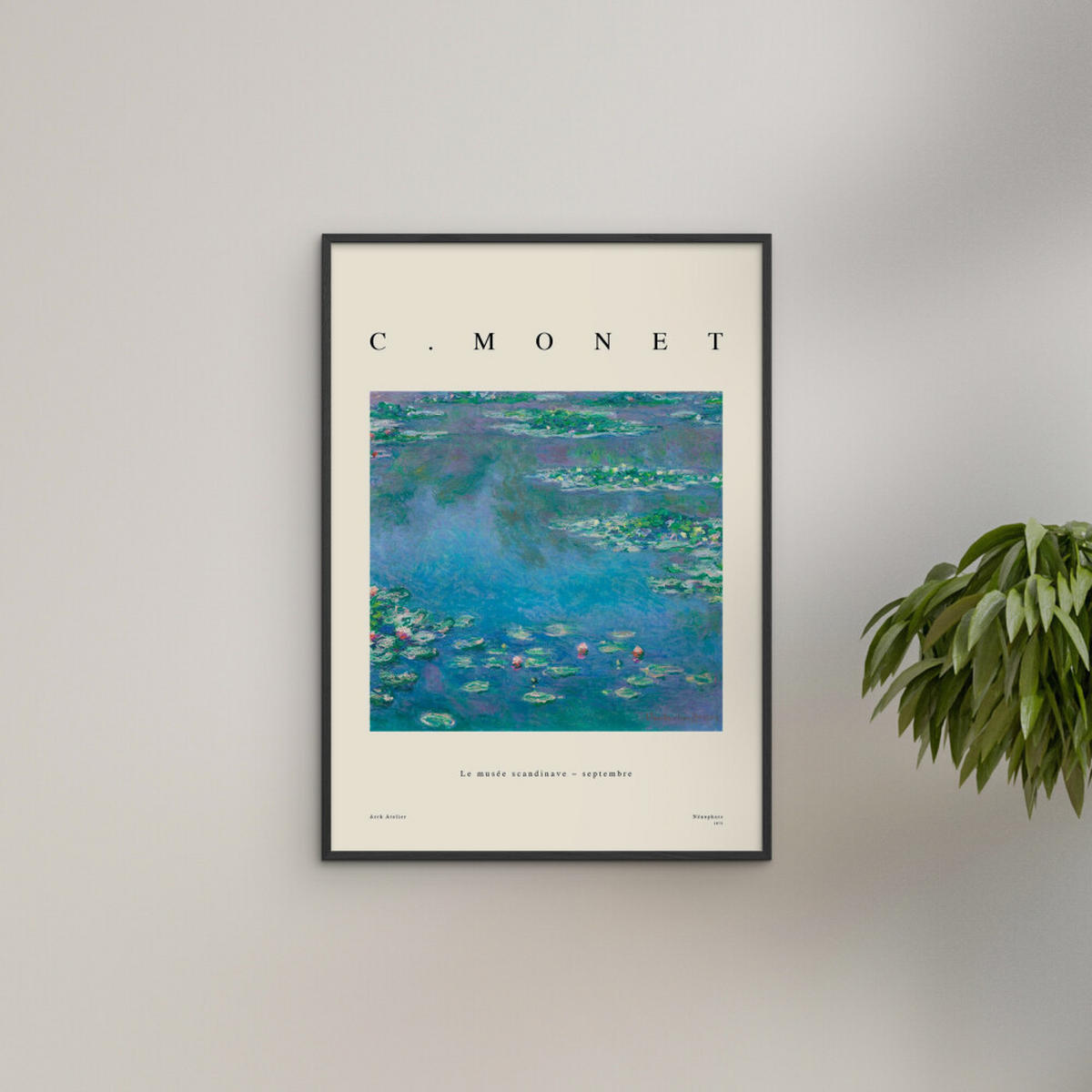 POSTER mit Rahmen Arch Atelier - Claude Monet — Nénuphars - Blau/Schwarz, Holz/Papier (50/70cm) - Poster&Frame