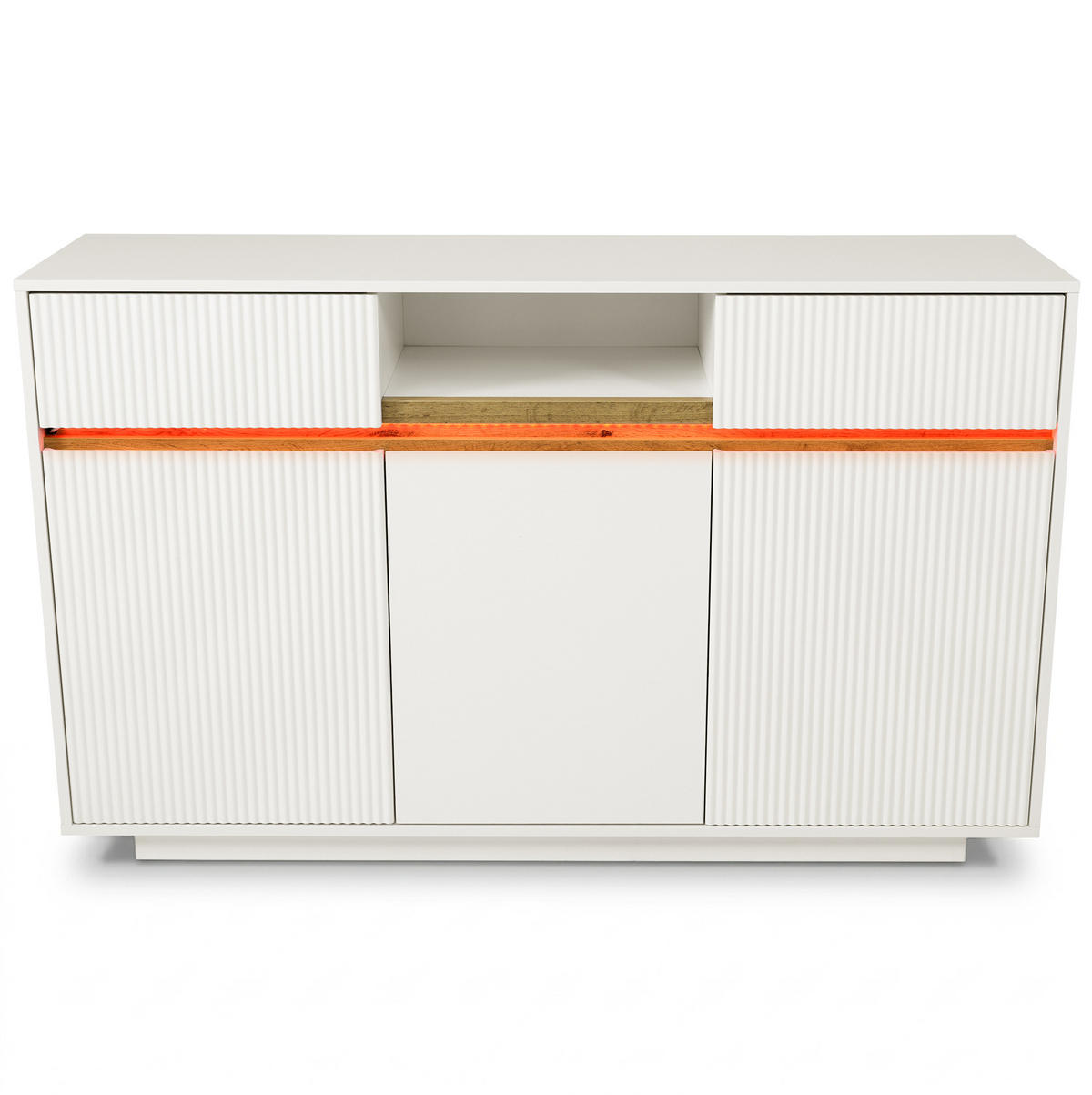 SIDEBOARD 140/40/85 cm aus Holz mit LED-Beleuchtung Weiß - Weiß, Holzwerkstoff (140/85/40cm) - Modenvie