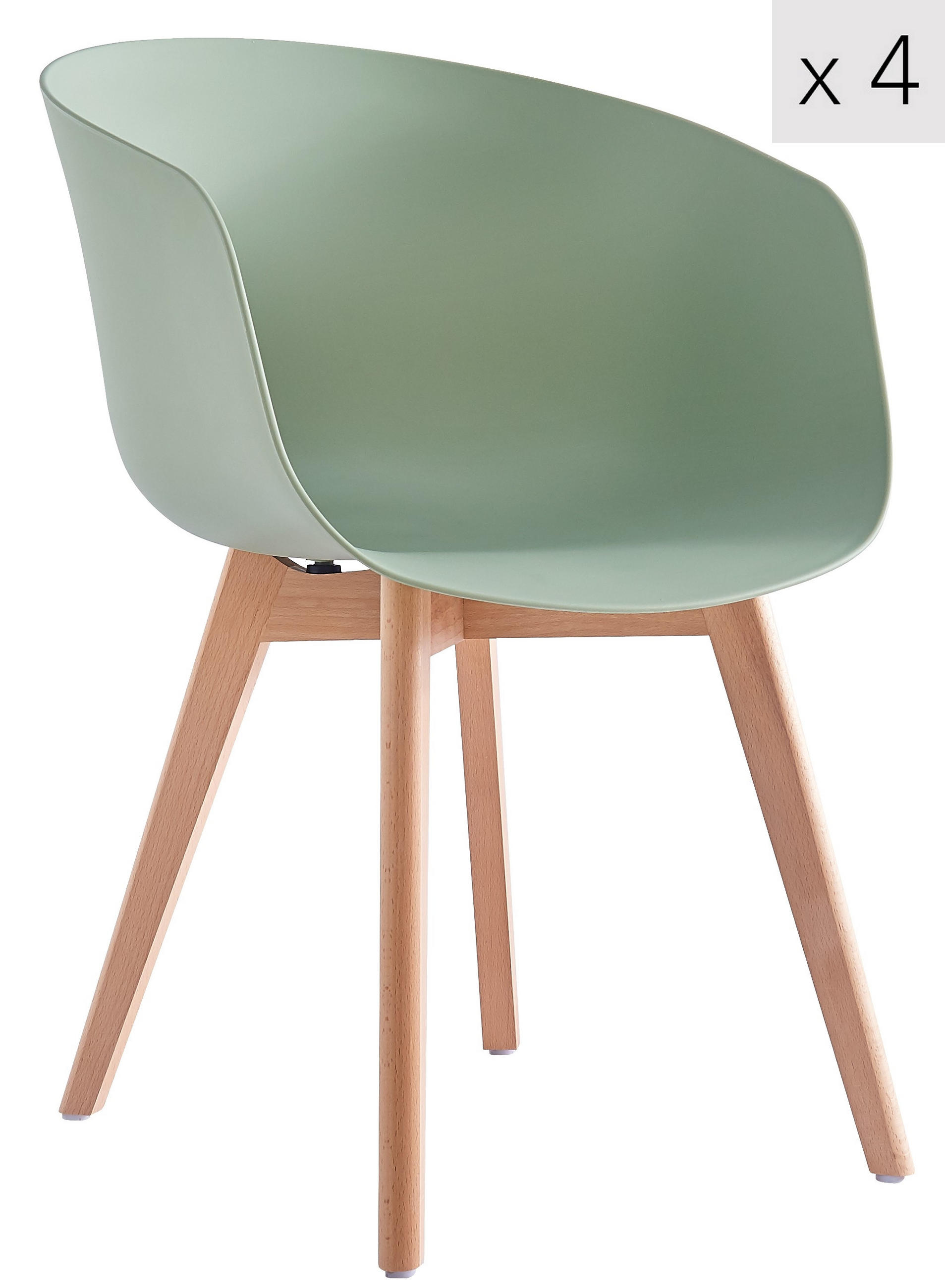 STUHL 4er-Set Polypropylen Grün - Grün, Kunststoff (55/76/56cm) - Nordlys