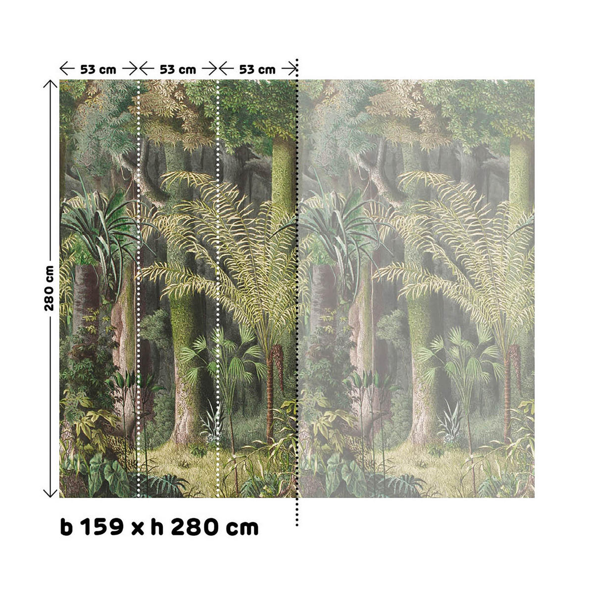 FOTOTAPETE Into the Woods 280x159cm - Grün, Papier/Kunststoff (159/1cm) - Sublime
