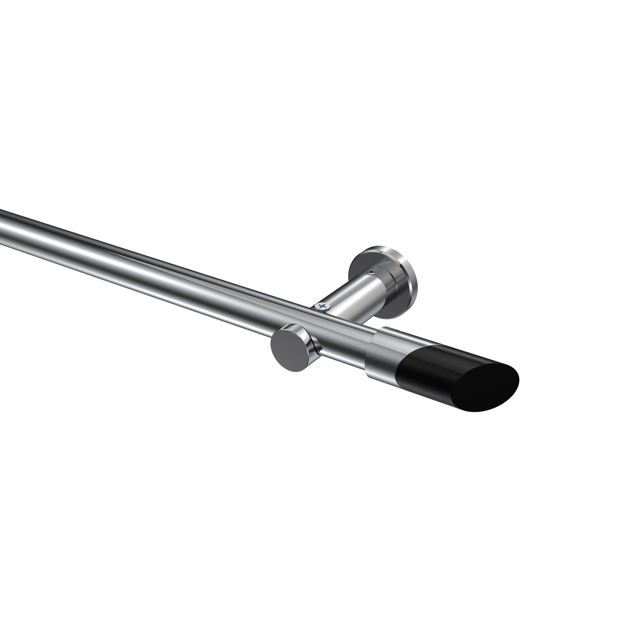 GARDINENSTANGEN-SET Platon Verano 520 cm (geteilt in 4 x 130 cm), 1-läufig (ohne Ringe), 20 mm Ø Chrom - Chromfarben/Schwarz, Metall (520cm) - INTERDECO