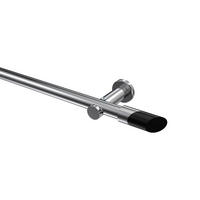 GARDINENSTANGEN-SET Platon Verano 400 cm (geteilt in 2 x 200 cm), 1-läufig (ohne Ringe), 20 mm Ø Chrom - Chromfarben/Schwarz, Metall (400cm) - INTERDECO