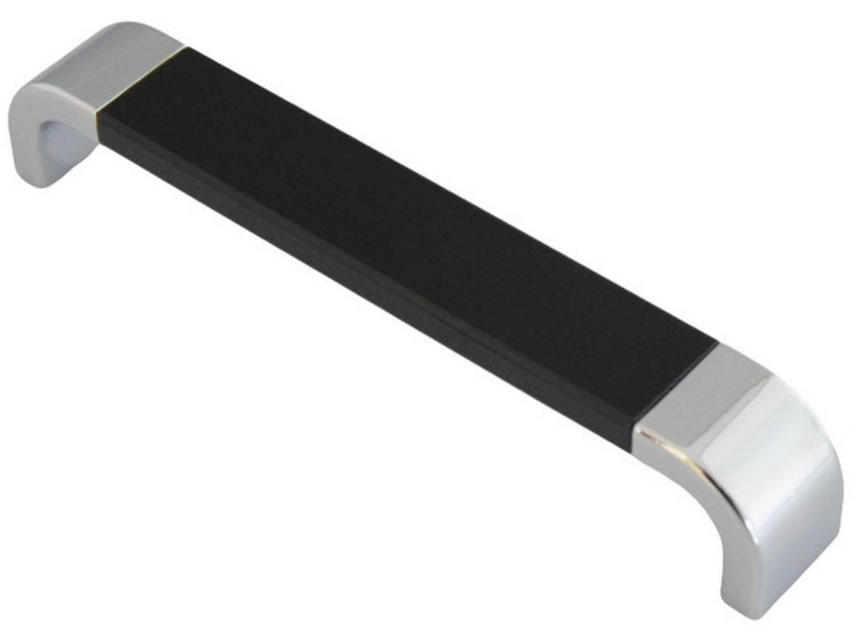 MÖBELGRIFF BA 128mm, Küchengriff Chrom & Schwarz, Türgriff BiColor - Schwarz, Metall (2.4/2.9/13.6cm) - Livingpoint24