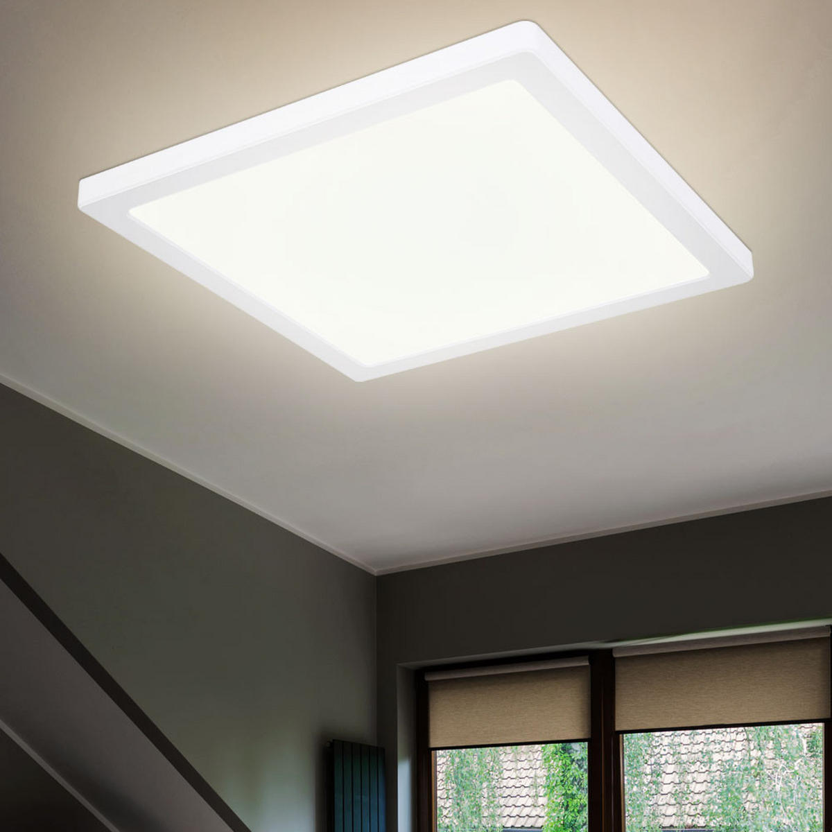 LED DECKENLEUCHTE LASSE Kunststoff Weiß - Weiß, Kunststoff (29.1/29.1/1.7cm) - Globo Lighting