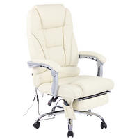 BÜROSTUHL Pacira, Echtleder mit Massagefunktion Creme - Creme, Leder/Metall (68/127/64cm) - TPFLiving