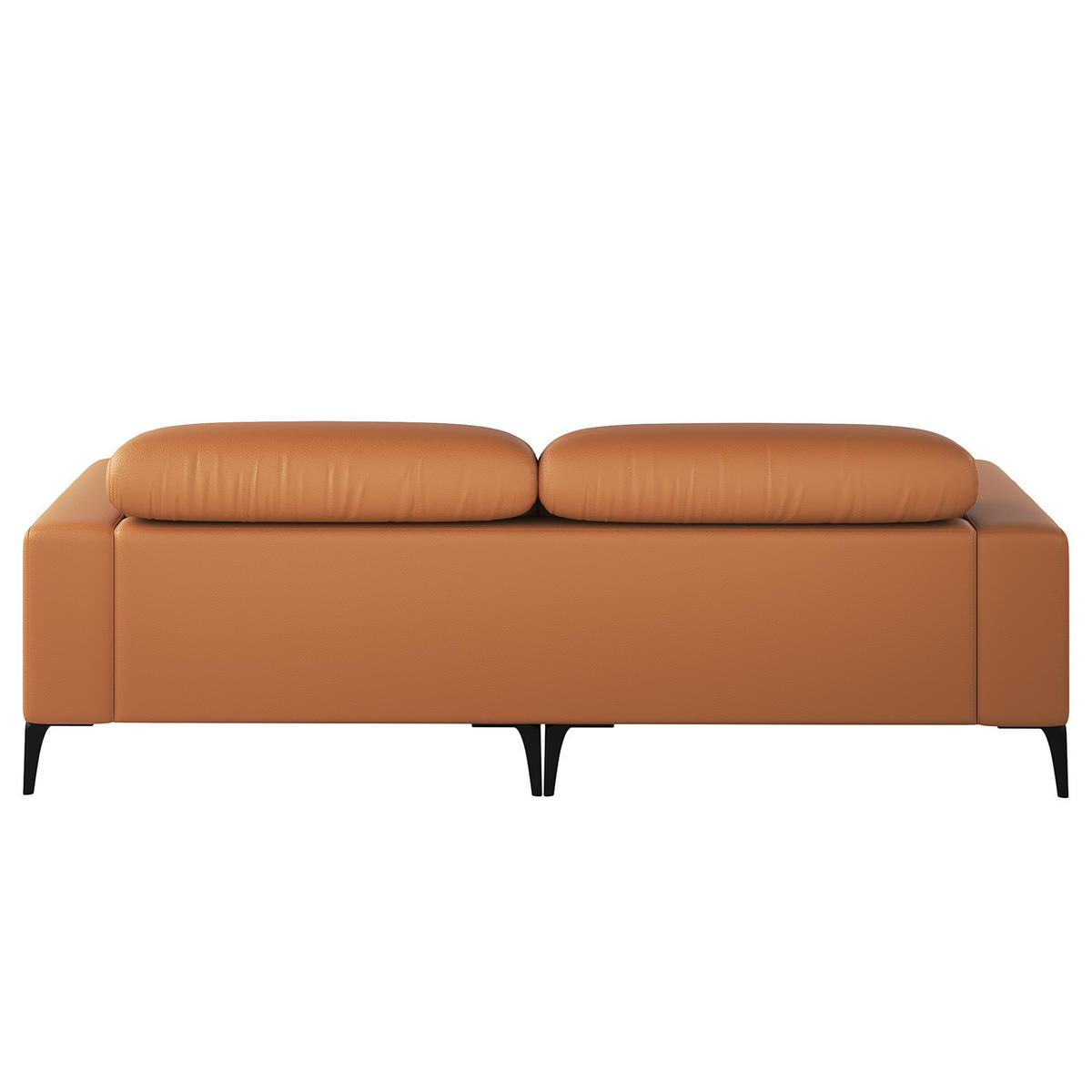 1,5-SITZER ECKSOFA mit Longchair - Cognac/Schwarz, Leder/Metall (232/180cm) - home24