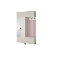 GARDEROBE Ritmo version 2 mit Spiegel, mit POLSTERPANEELEN ROSA - Beige/Rosa, Holzwerkstoff (140/235/40cm) - Jerpax