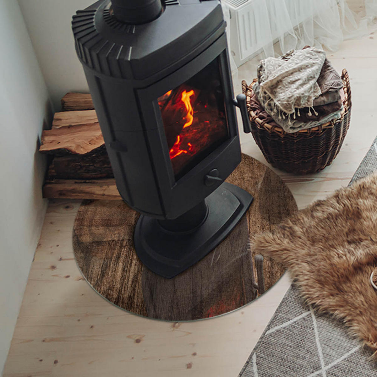 GLASPLATTE für Kamin Ø 60 cm Braun - Braun, Glas (60/60/0.4cm) - ArtPrintCave