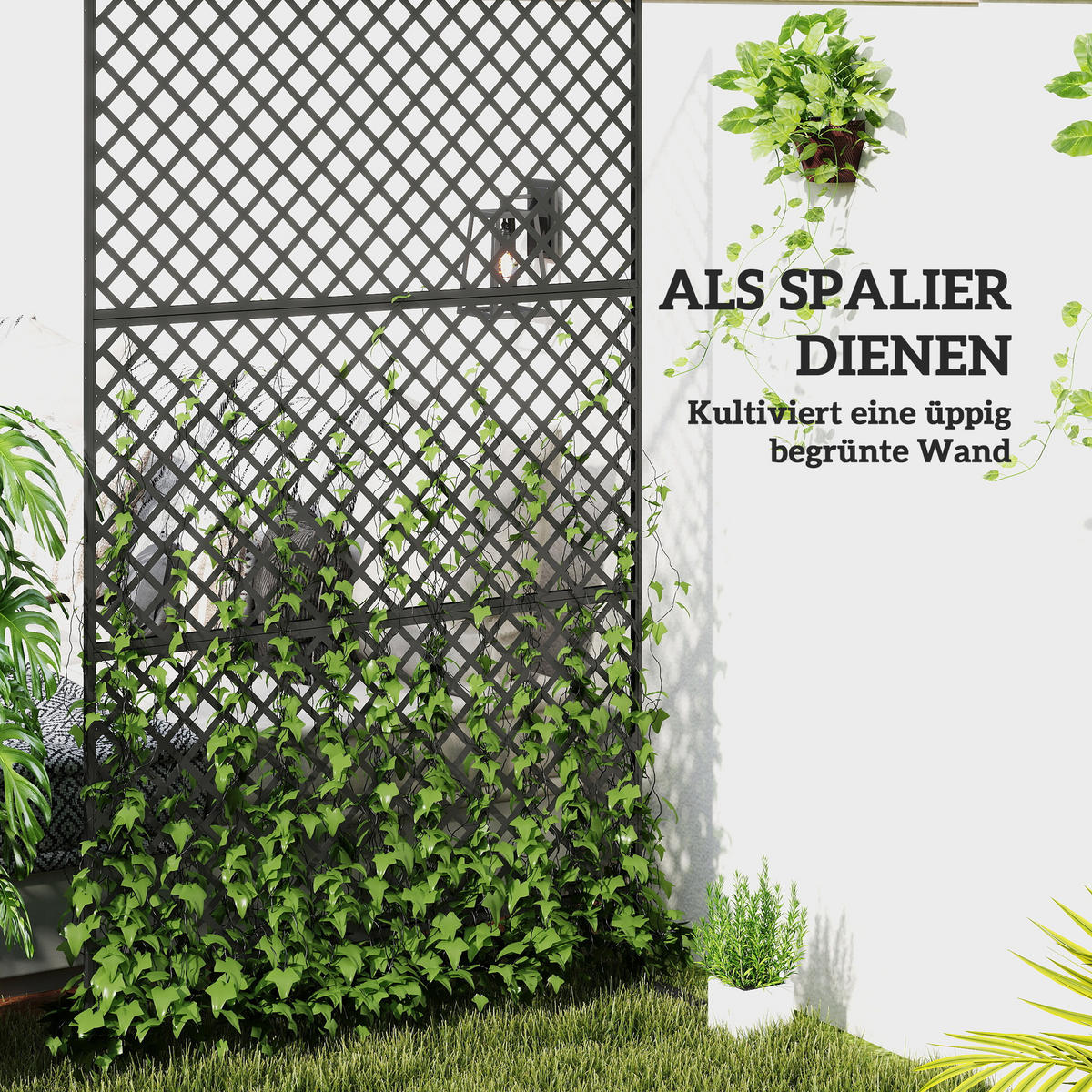 RAUMTEILER 3-teilig 122x 198 cm - Schwarz, Metall (45/198cm) - Outsunny