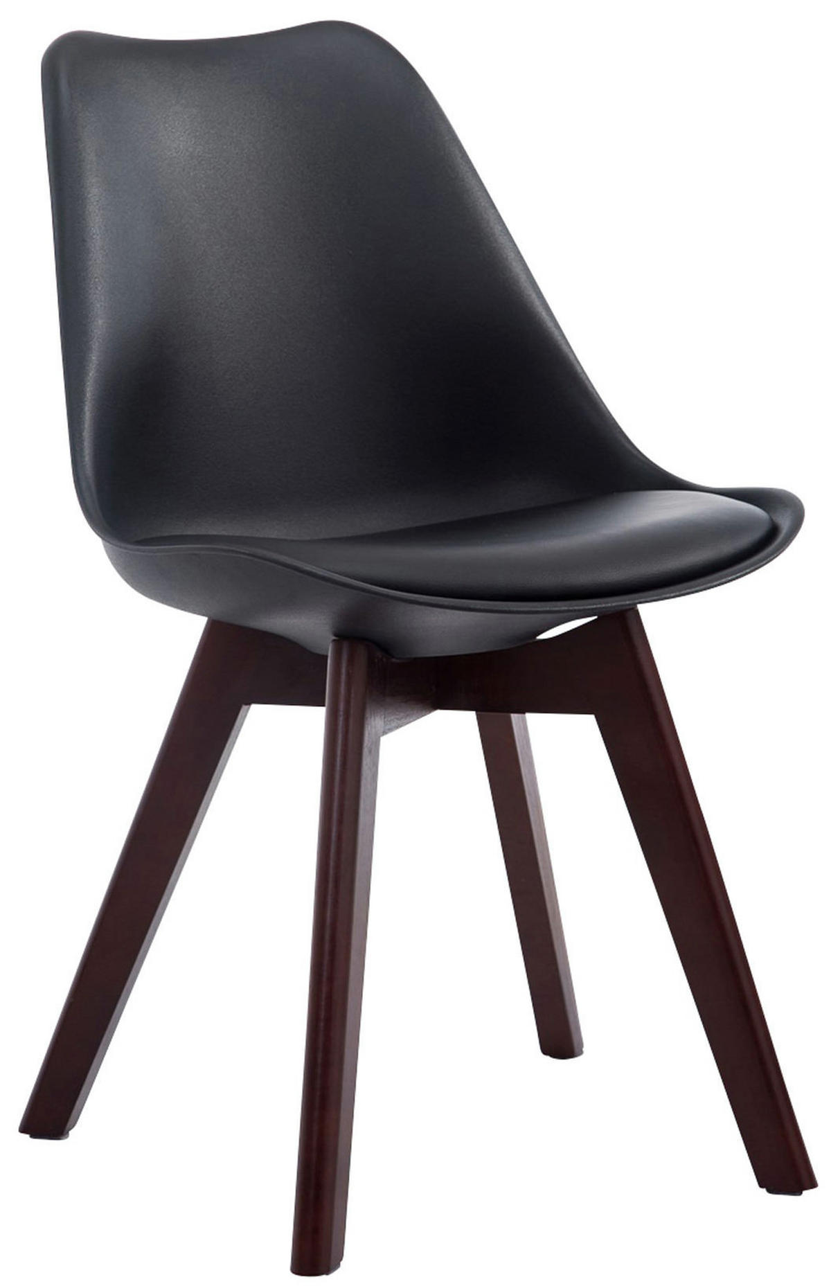 STUHL 4er Set Lederlook schwarz - Walnussfarben/Schwarz, Holz/Textil (48/84/55cm) - CLP