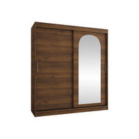SCHWEBETÜRENSCHRANK Selfie 180 cm - Silberfarben/Nussbaumfarben, Holzwerkstoff/Kunststoff (180/200/62cm) - MIRJAN24