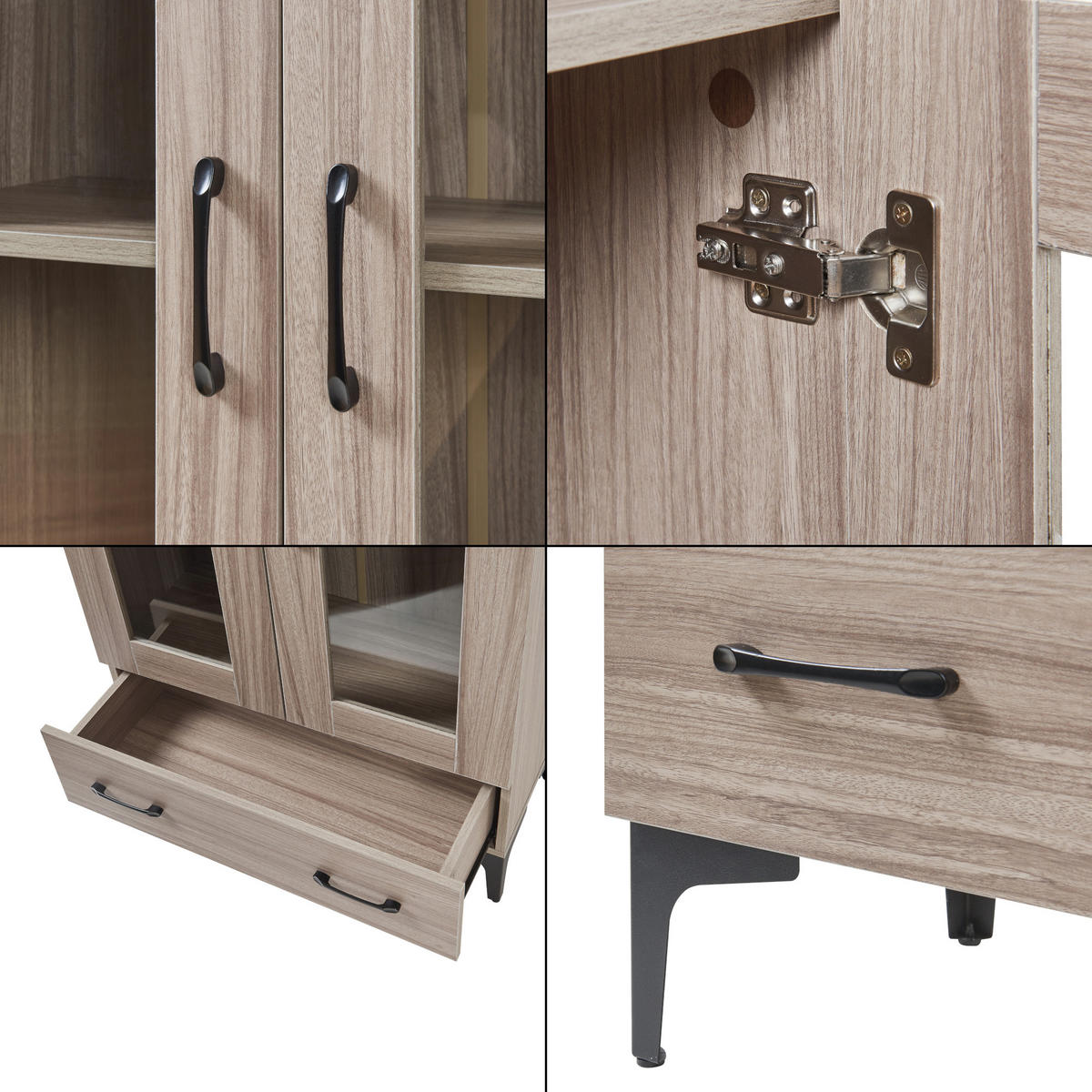VITRINE Søndersø - Sonoma Eiche, Glas/Holzwerkstoff (70/115/31cm) - [en.casa]