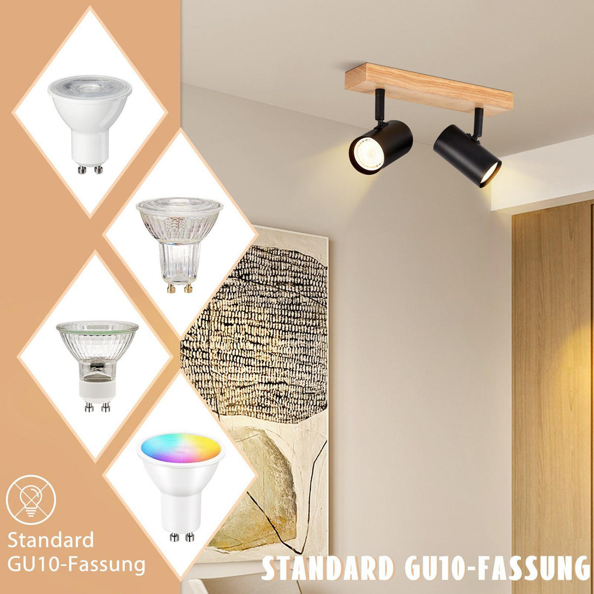 DECKENSTRAHLER Shippou 16/10/19cm - Schwarz, Metall (16/10/19cm) - ZMH