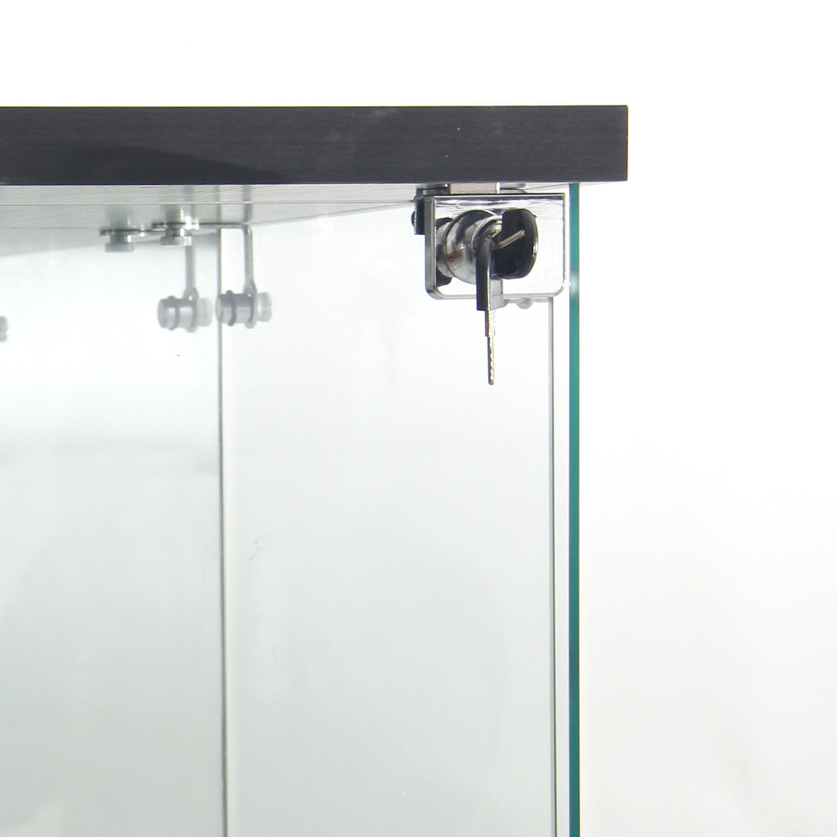 VITRINE,TRANSPARENT, 4-stufig, mit LED-Beleuchtung, schwarzer Rahmen, abschließbare Tür - Schwarz, Glas (42.5/164/36.5cm) - Joyfair