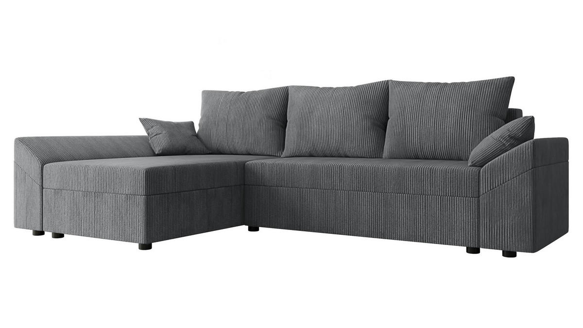 ECKSOFA Dante L Cord - Schwarz/Grau, Holz/Kunststoff (240/140cm) - MIRJAN24