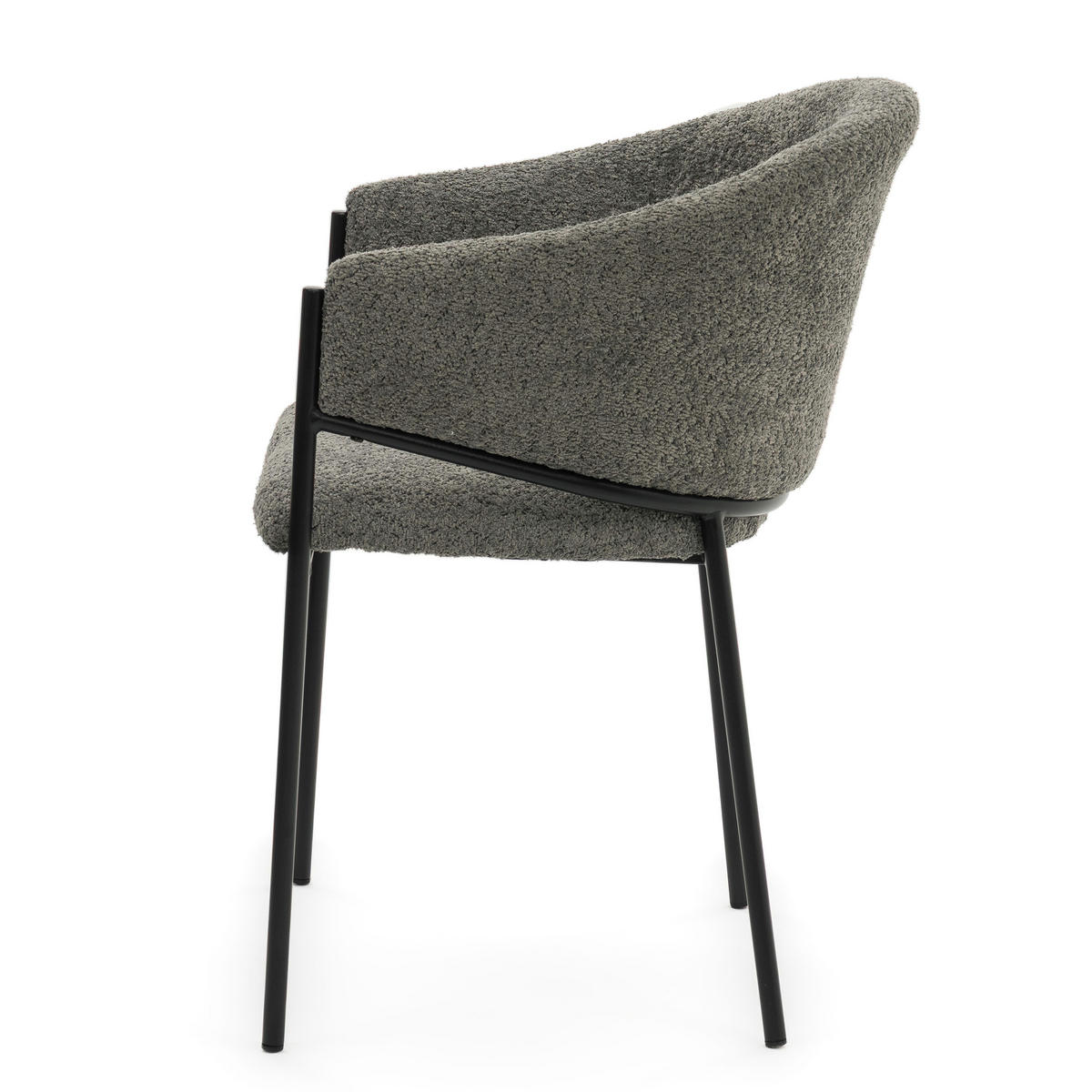 STUHL BUENO gespolsterter - grau - Glamour Boucle Chenille - Schwarz/Grau, Textil/Metall (55/83/56cm) - NEW HOME