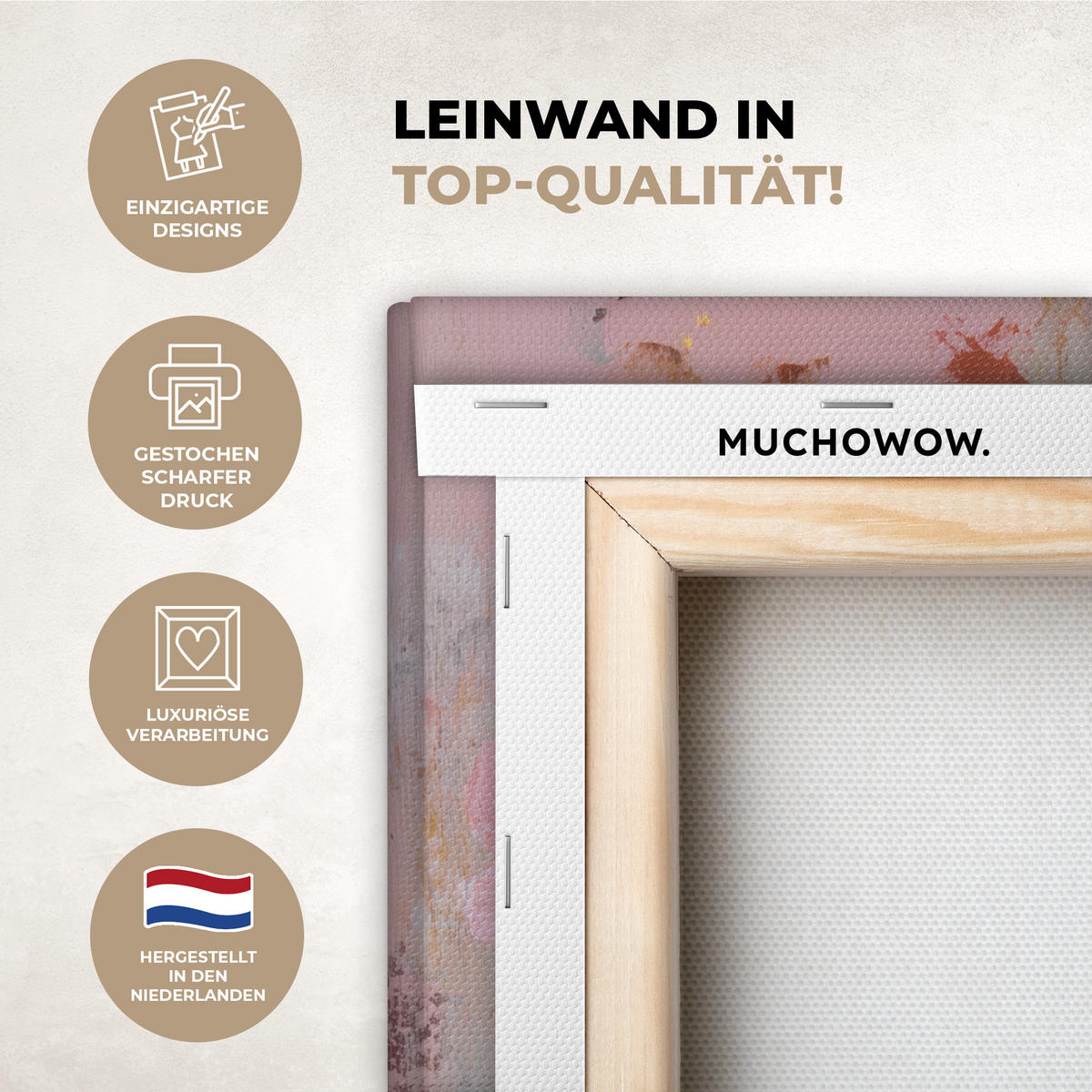 LEINWANDBILD Malerei - Blumen - Rustikal - Rosa Deko Wohnzimmer 20x30 cm - Altrosa, Textil (20/30cm) - MuchoWow