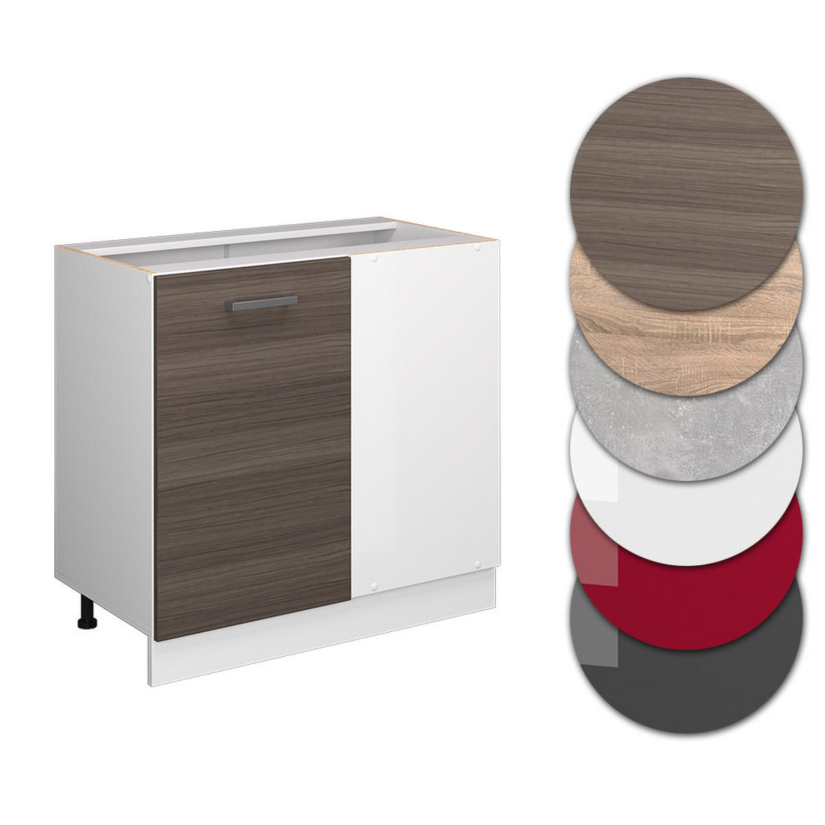 ECKSCHRANK FÜR HAUSRAT R-Line Grau 86 cm mit Tür, ohne Arbeitsplatte - Weiß/Grau, Holzwerkstoff (86/81.6/46cm) - Vicco
