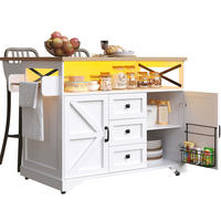 KÜCHENINSEL 120/43/98 cm weiß aus MDF mit klappbarer Platte - Weiß, Holzwerkstoff (120/98/43cm) - OKWISH