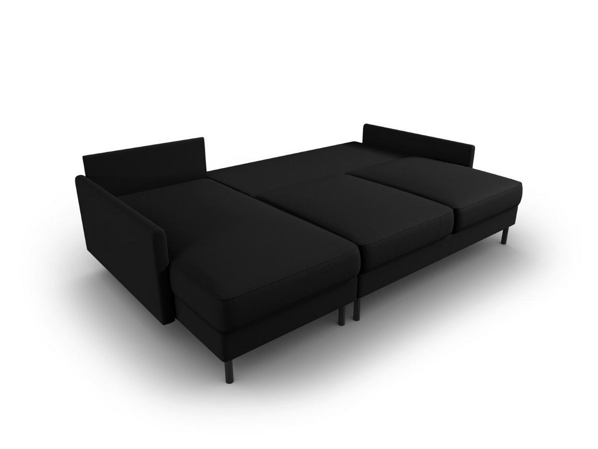 AUSKLAPPBARES-ECKSOFA links mit Container Scott aus strukturiertem Stoff schwarz 5 Sitzplätze - Schwarz, Textil (142/212cm) - Micadoni