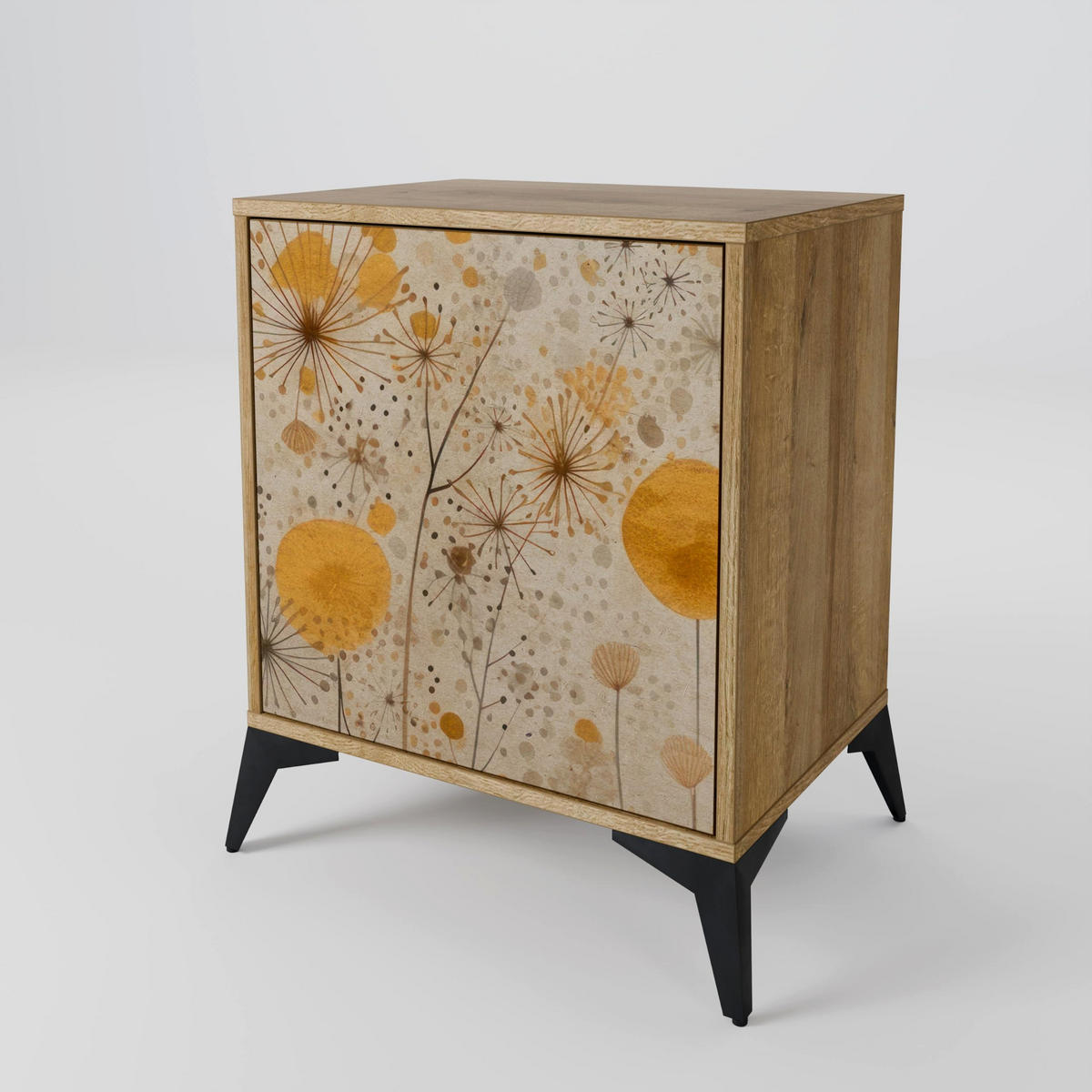 SIDEBOARD MORNING GLADE, Eichefarben, 57,5x42x75,5 cm, Goldfarbene Metallfüße - Eichefarben/Goldfarben, Holzwerkstoff/Metall (57.5/75.5/42cm) - SpaceRebels