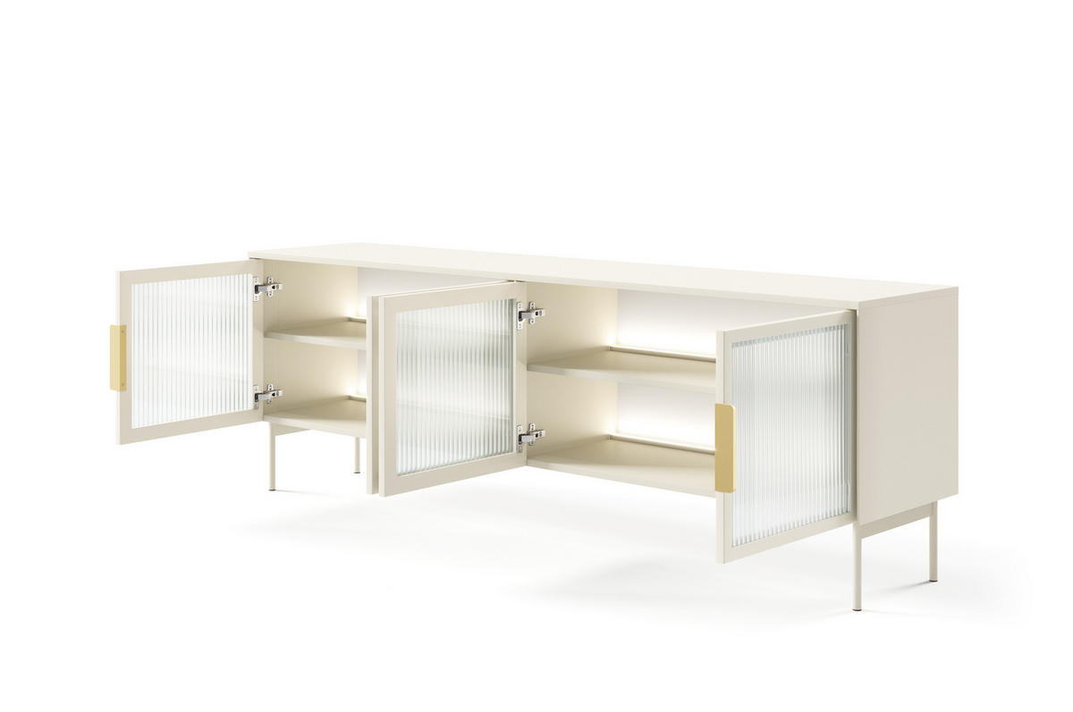 TV-SCHRANK, Kaschmir, 181,3 x 61,6 x 39,3 cm - Beige/Goldfarben, Holzwerkstoff/Metall (181.3/61.6/39.3cm) - 3XE LIVING