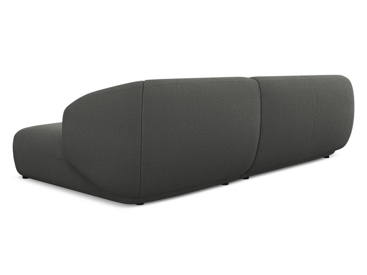 ECKSOFA Rechts Bouclé Stoff Grau - Schwarz/Graphitfarben, Kunststoff/Textil (280/156cm) - Makamii