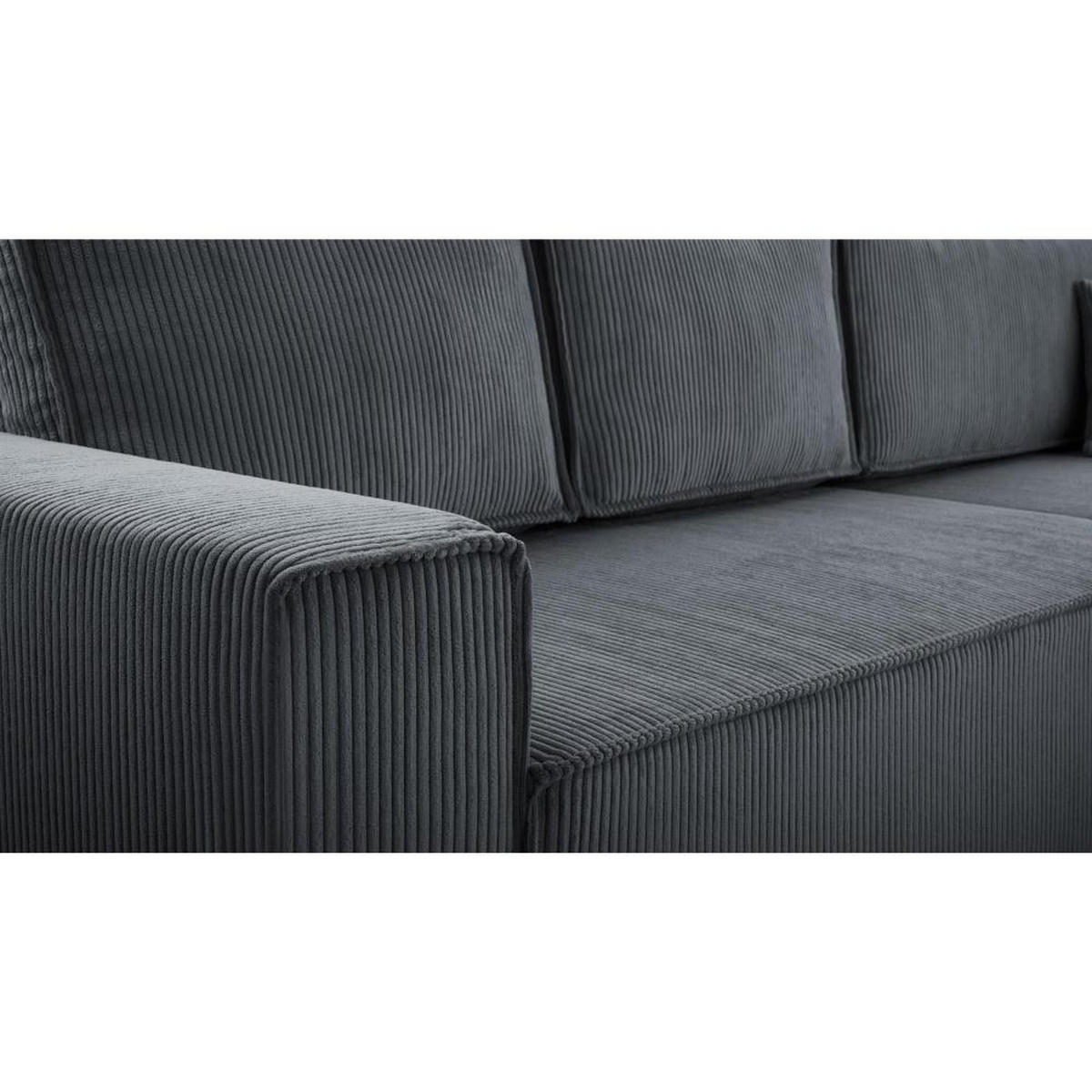 WOHNLANDSCHAFT Parys U mit Schlaffunktion grau - Schwarz/Grau, Kunststoff/Textil (390/70/185cm) - Beautysofa