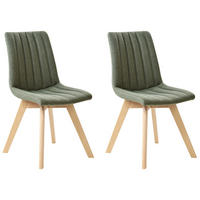 ESSZIMMERSTUHL 2er-Set Dunkelgrün Calgary - Dunkelgrün/Braun, Textil (48/86/56cm) - Beliani