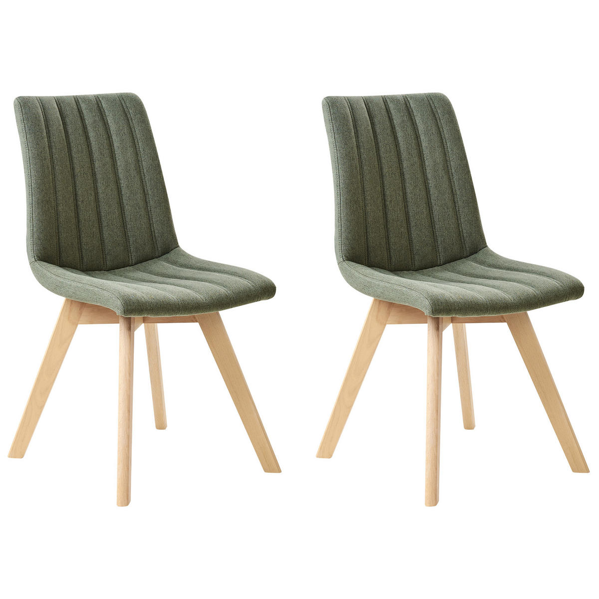 ESSZIMMERSTUHL 2er-Set Dunkelgrün Calgary - Dunkelgrün/Braun, Textil (48/86/56cm) - Beliani