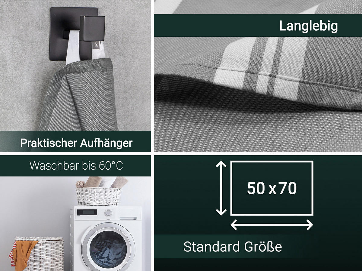 GESCHIRRTÜCHER, 5er-Set, 50x70 cm, 100% Baumwolle, Grau - Grau, Textil (50/70cm) - Zollner