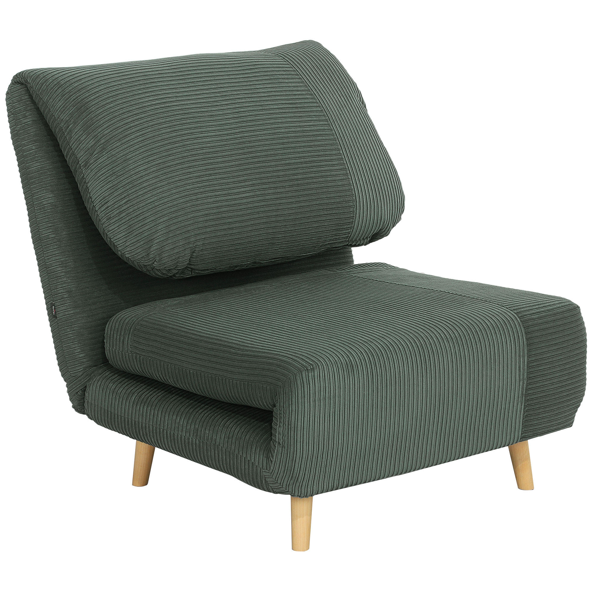 SCHLAFSESSEL DE-08187 2-in-1, verstellbare Kopfstütze, Cord-Optik Grün - Grün, Holzwerkstoff (87/89/82cm) - ComfortXL