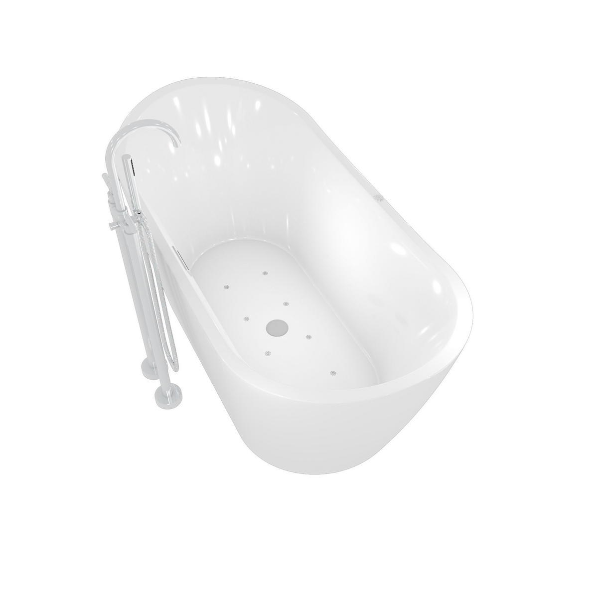 FREISTEHENDE Badewanne Wanne F13 180x92cm Whirlpool Armatur AF03 - Weiß, Glas/Kunststoff (80/72/180cm) - AcquaVapore by Sandra Jentho