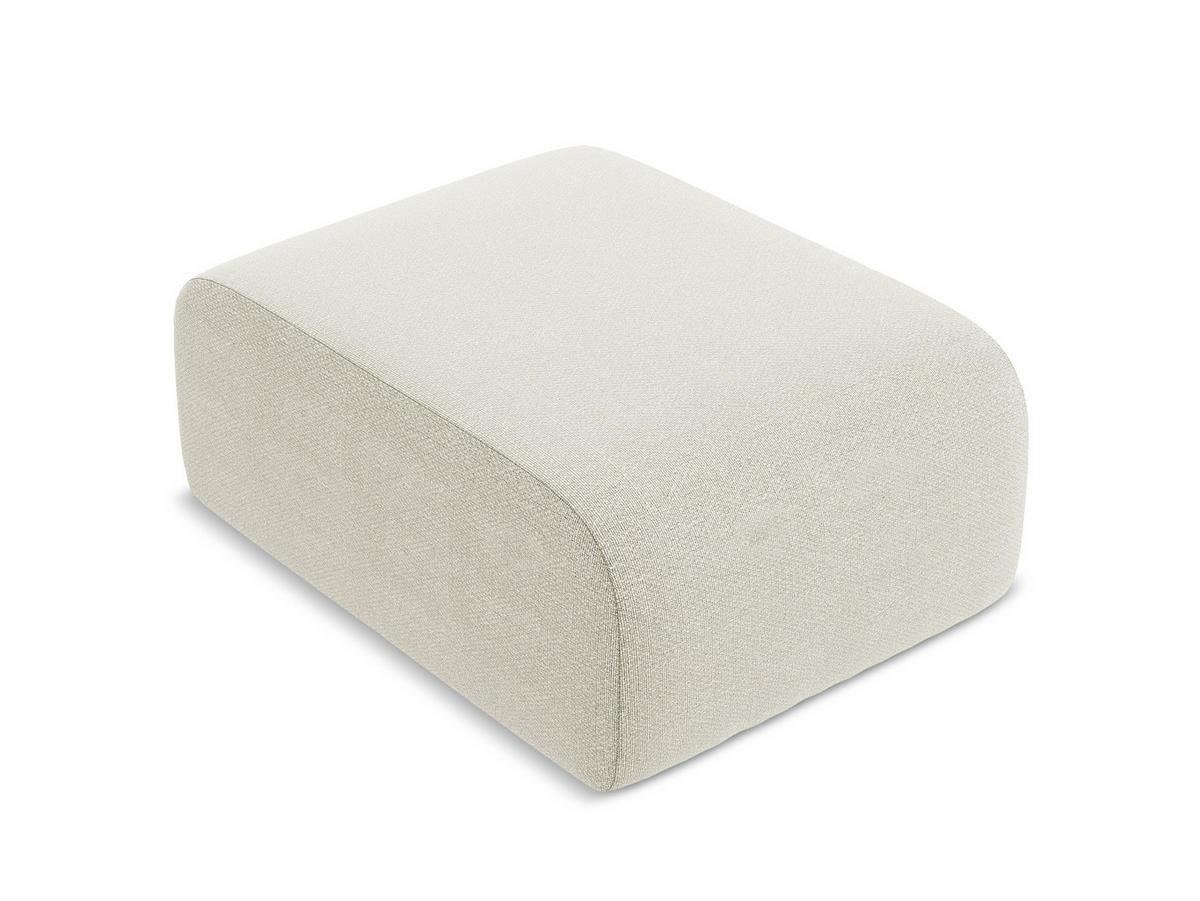 POUF Bouclé Stoff Beige - Sandfarben/Schwarz, Holzwerkstoff/Kunststoff (72/42/94cm) - Makamii