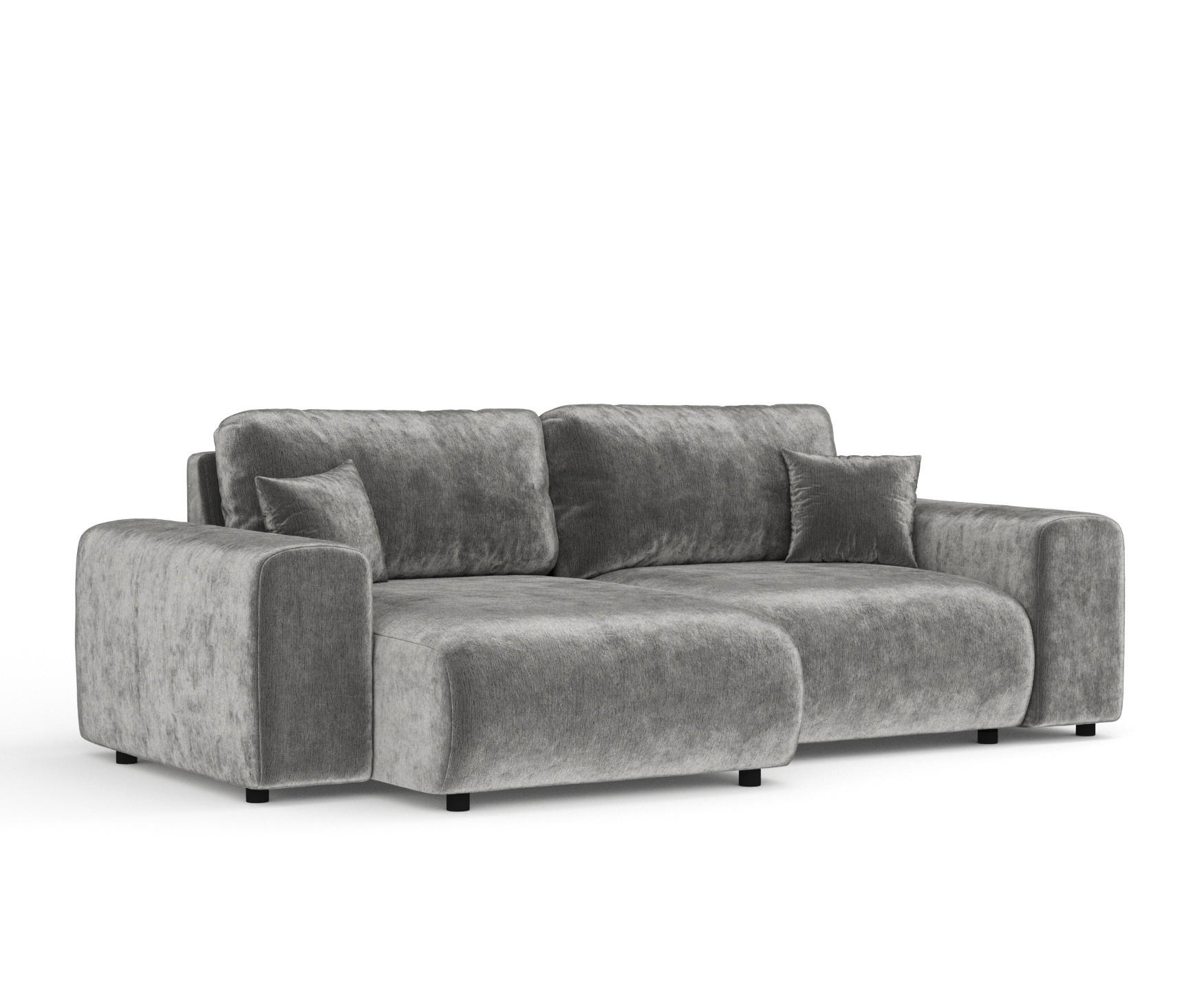 ECKSOFA Zanzibar Grau Chenille - Schwarz/Grau, Holz/Holzwerkstoff (237/144cm) - Maison de Reve