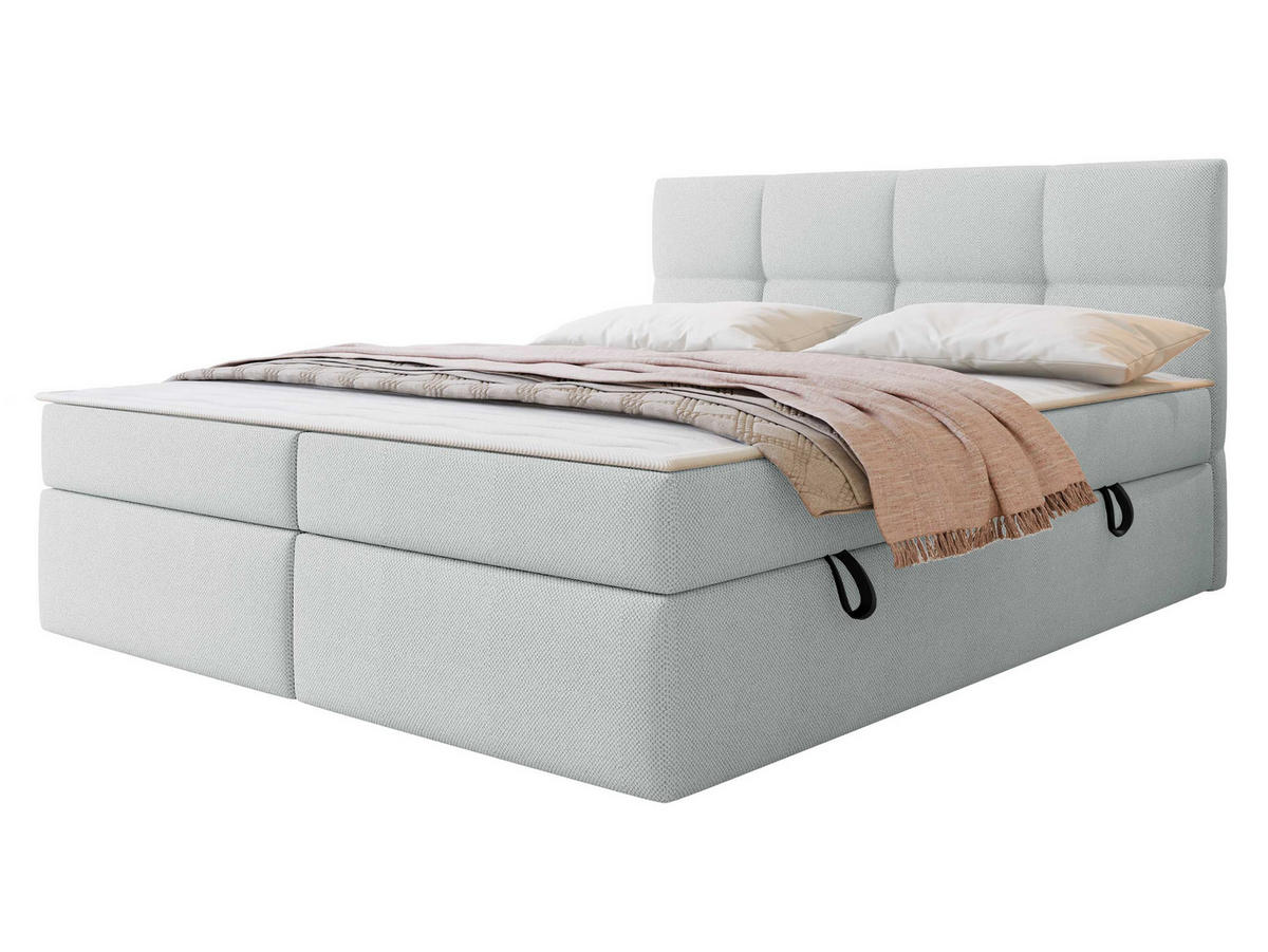 BOXBETT Figaro - Hellgrau/Schwarz, Holz/Textil (180/200cm) - MIRJAN24