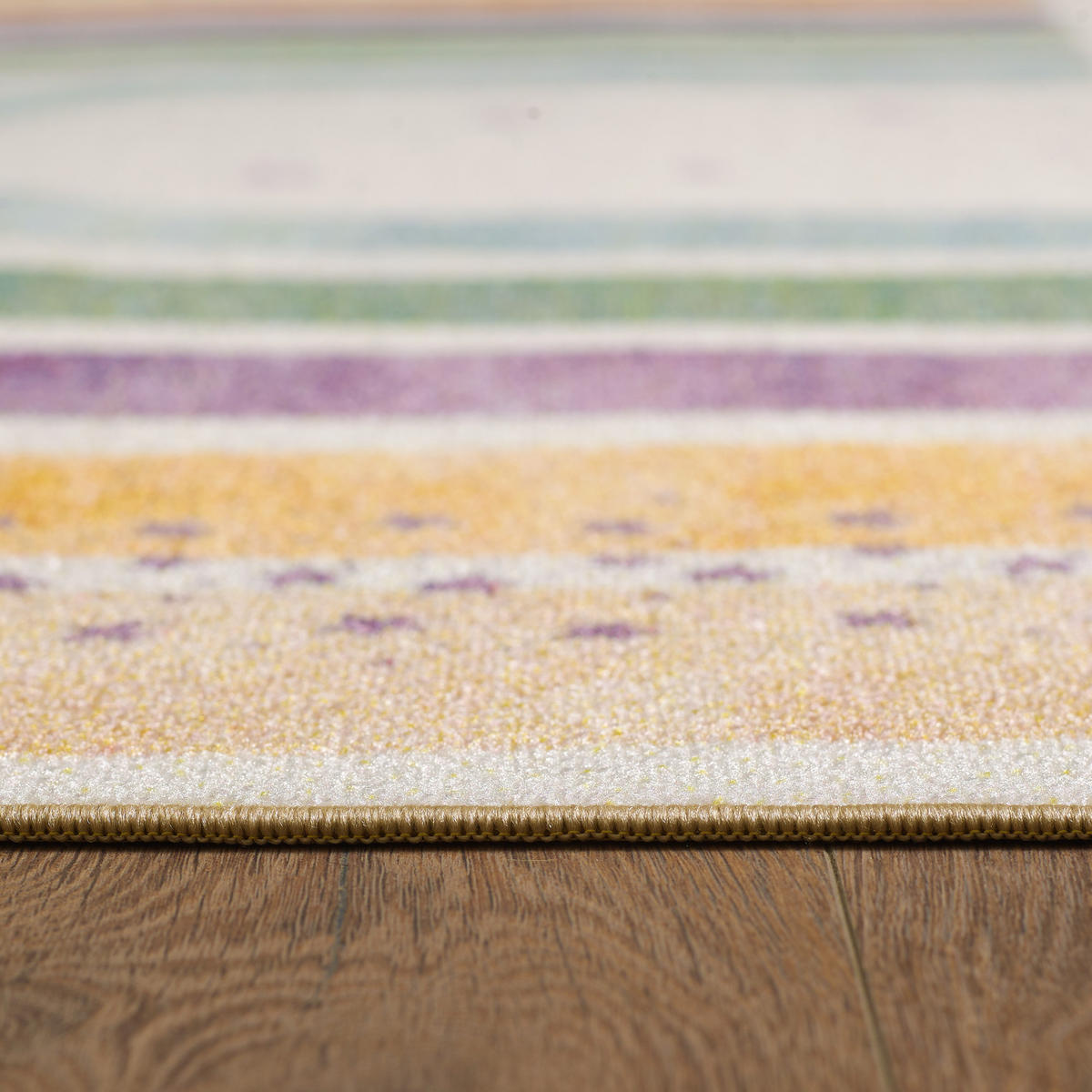 TEPPICH Kinder Flachgewebe Regenbogen-Motiv Polyamid rutschfest Kinderzimmer Creme Rechteckig 100x150 - Creme, Textil (100/150cm) - KADIMA DESIGN
