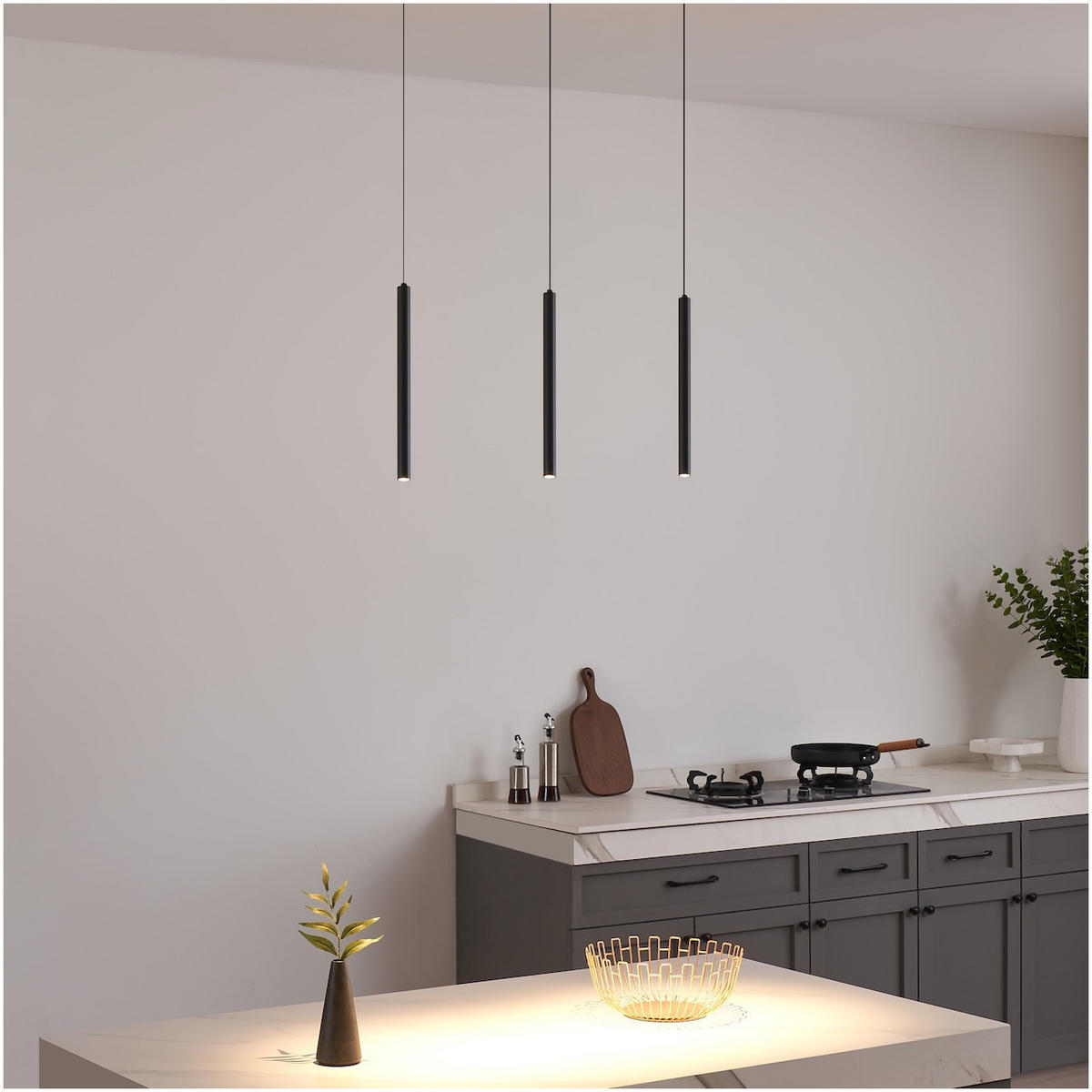 DECKENLEUCHTE MIT SPOTSTRAHLERN Lyne, Schwarz, 135cm - Schwarz, Metall (100/1.6/135cm) - KOSILUM