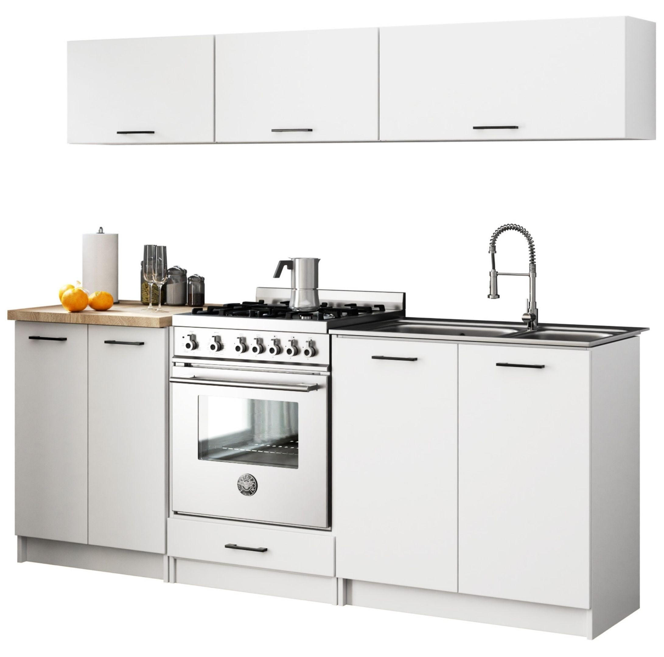 BUCĂTĂRIE fără electrocasnice Alb 174/200/46 - alb, compozit lemnos (200/174/46cm) - RAUMHIRSCH FURNITURE