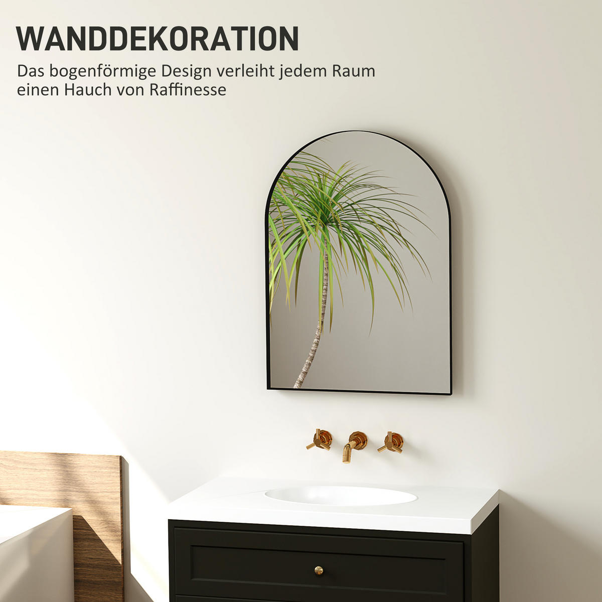 BADSPIEGEL 50 x 70 cm Spiegel mit Splitterschutzfolie, Schwarz - Schwarz, Glas (50/70/3cm) - HOMCOM