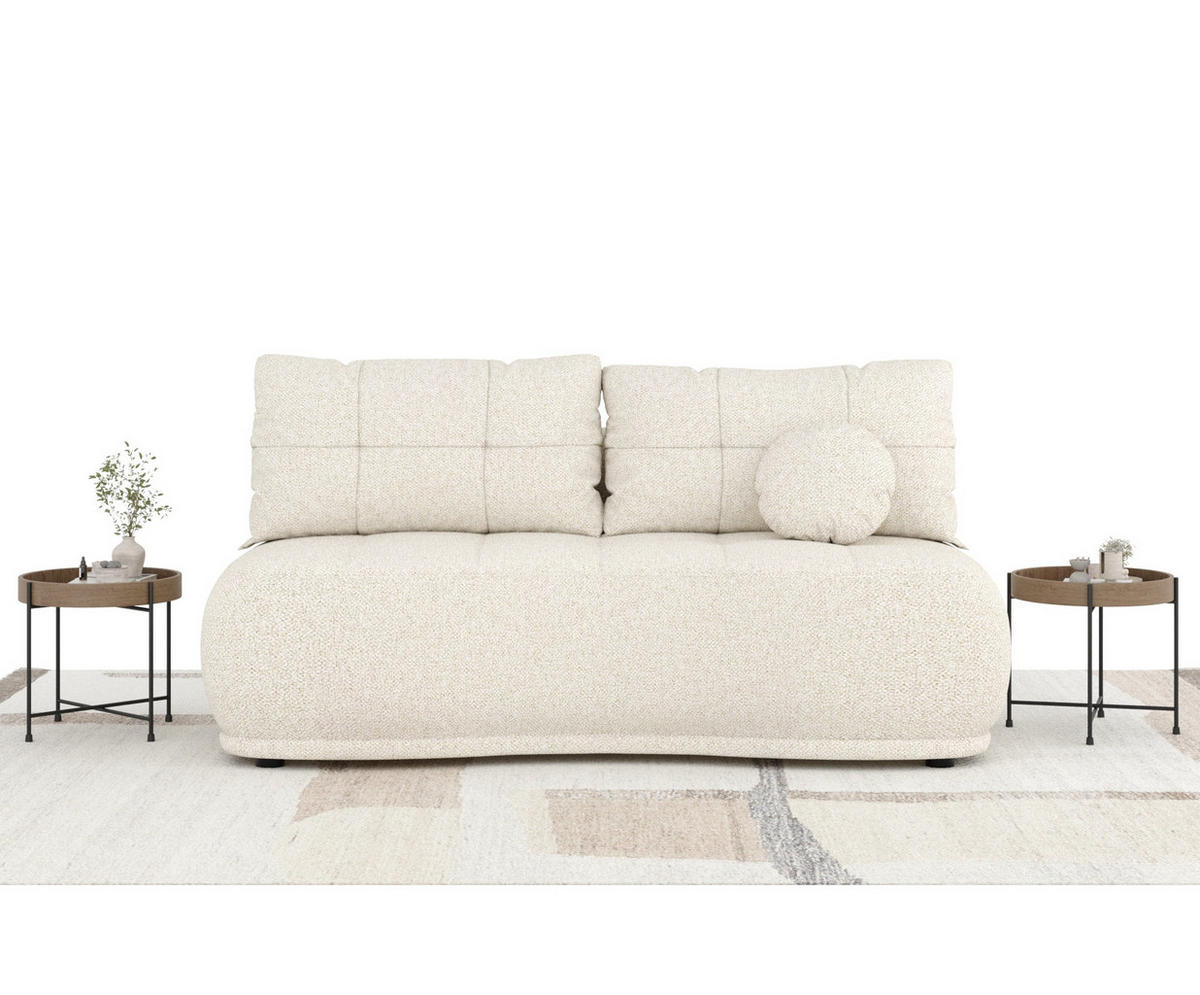 SCHLAFSOFA Cirrus Creme Plüschstoff - Creme/Schwarz, Holz/Holzwerkstoff (206/95/105cm) - Maison de Reve