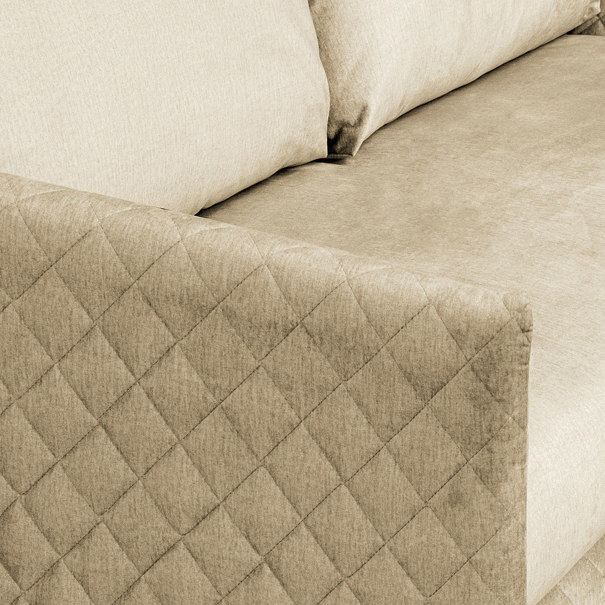 SCHLAFSOFA mit Matratze - Samt - Beige/Buchefarben, Buchenholz/Textil (171/95/101cm) - home24