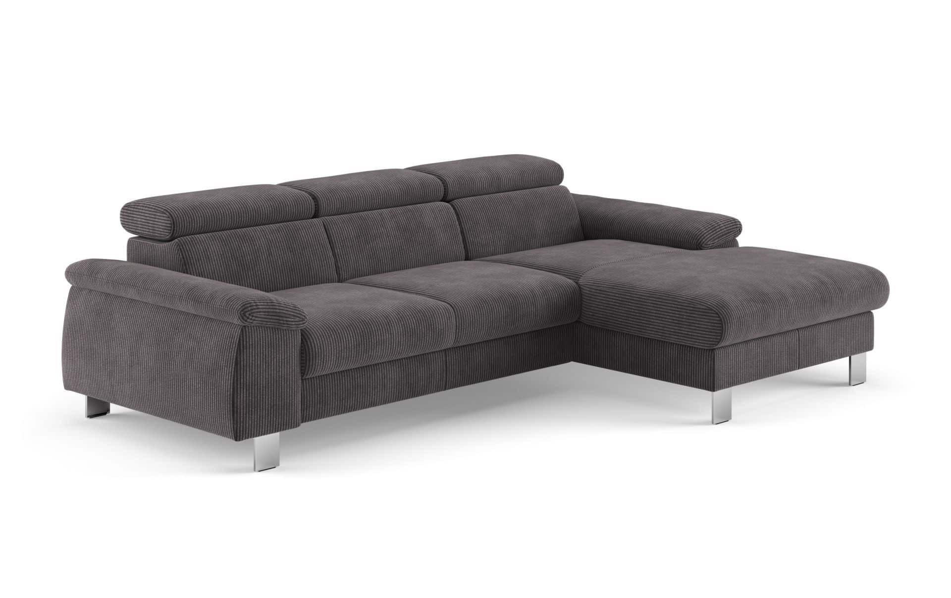 ECKSCHLAFSOFA mit Bettkasten – Cord-Stoff - Chromfarben/Anthrazit, Holz/Textil (166/244cm) - Cotta