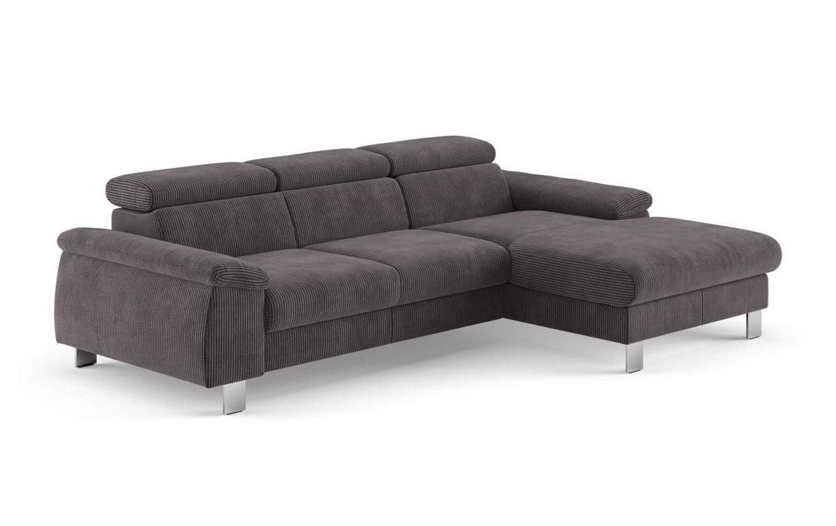 ECKSCHLAFSOFA mit Bettkasten – Cord-Stoff - Chromfarben/Anthrazit, Holz/Textil (166/244cm) - Cotta