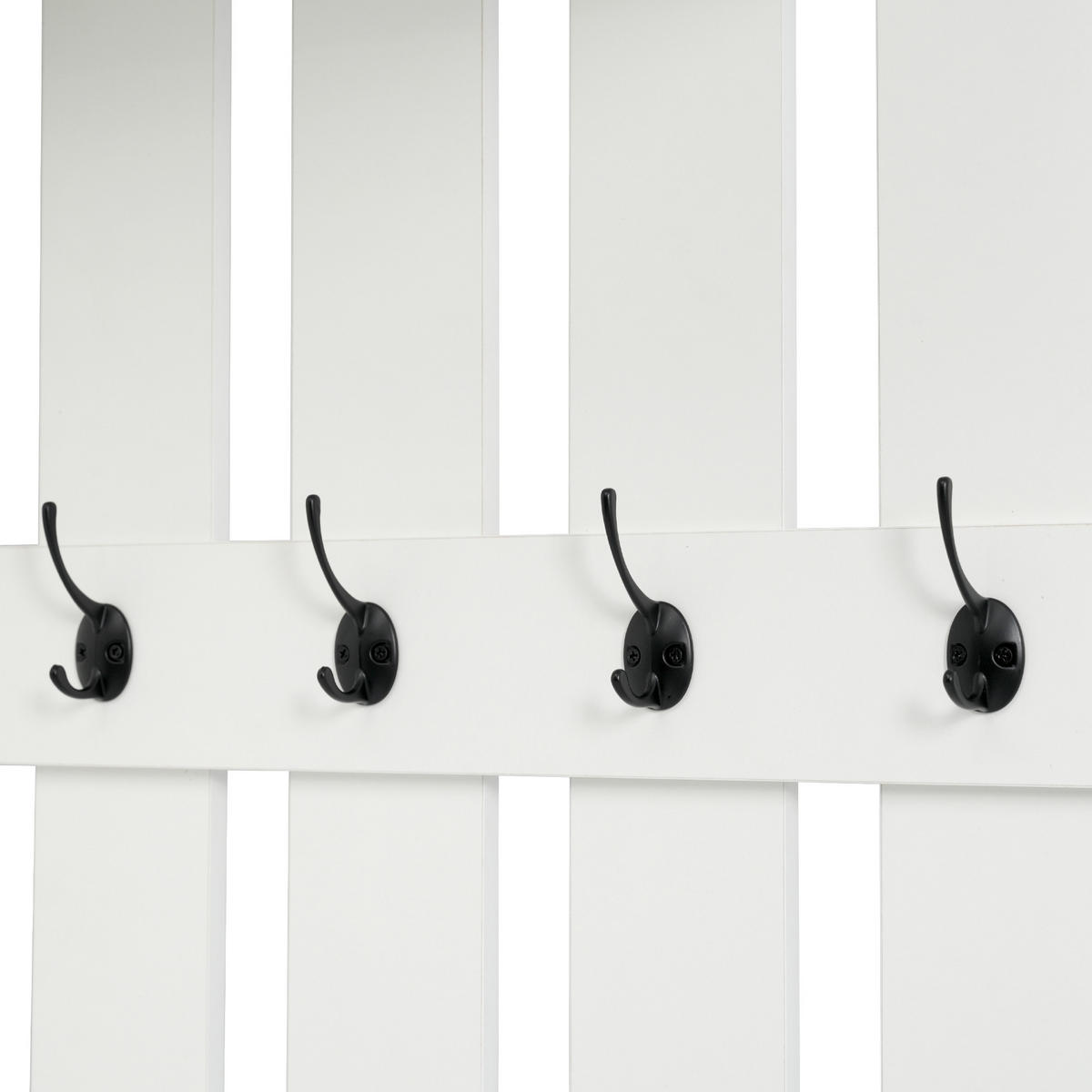 GARDEROBE mit Kleiderständer 3-in-1 Stauraum Haken Schubladen Türen Spanplatte - Weiß, Holzwerkstoff/Metall (110/180/37cm) - EVRYAE