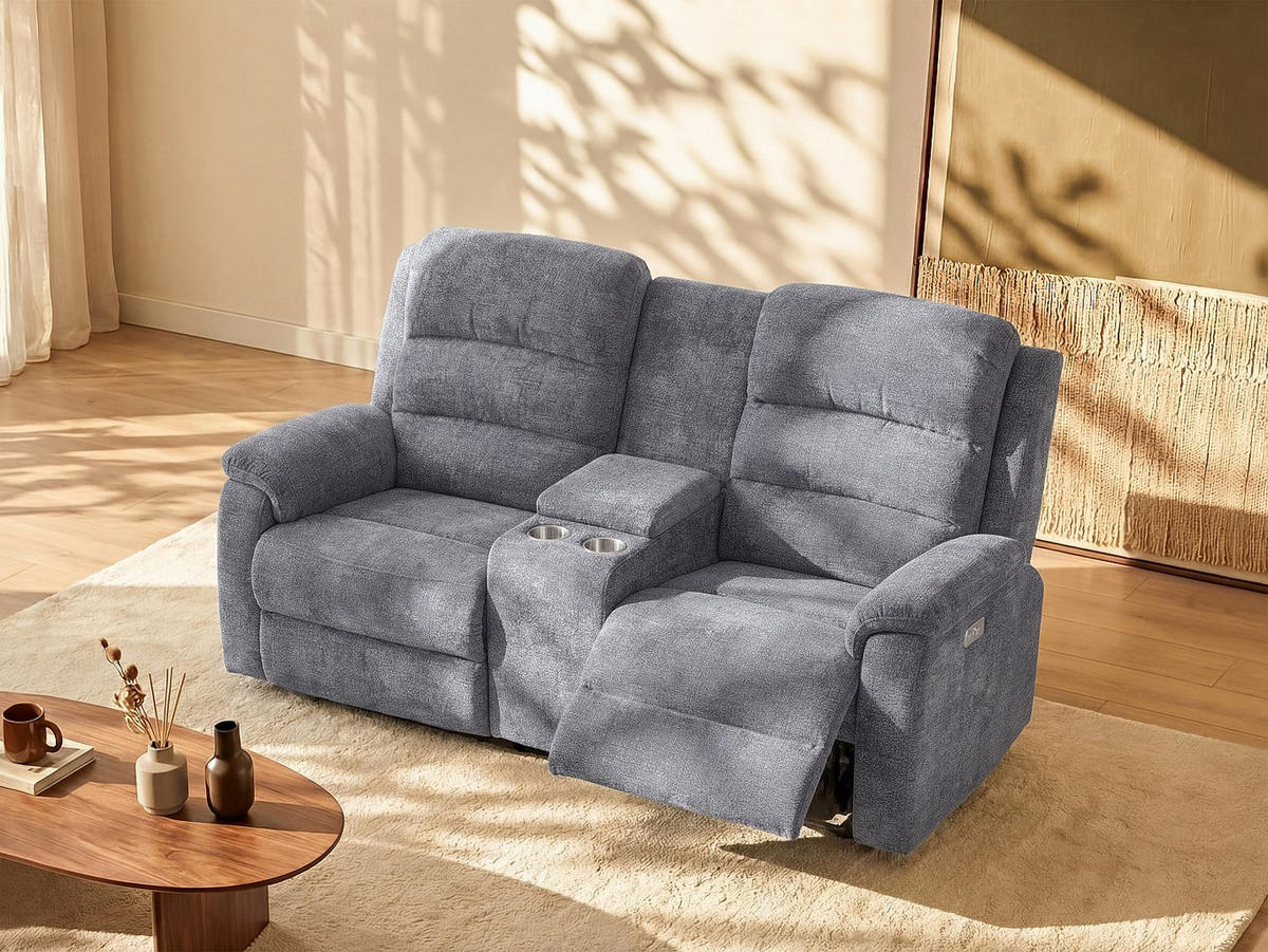 RELAXSOFA - 2 Personen - stoff - grau Nevers - Grau, Textil (171/103/95cm) - Vente-Unique