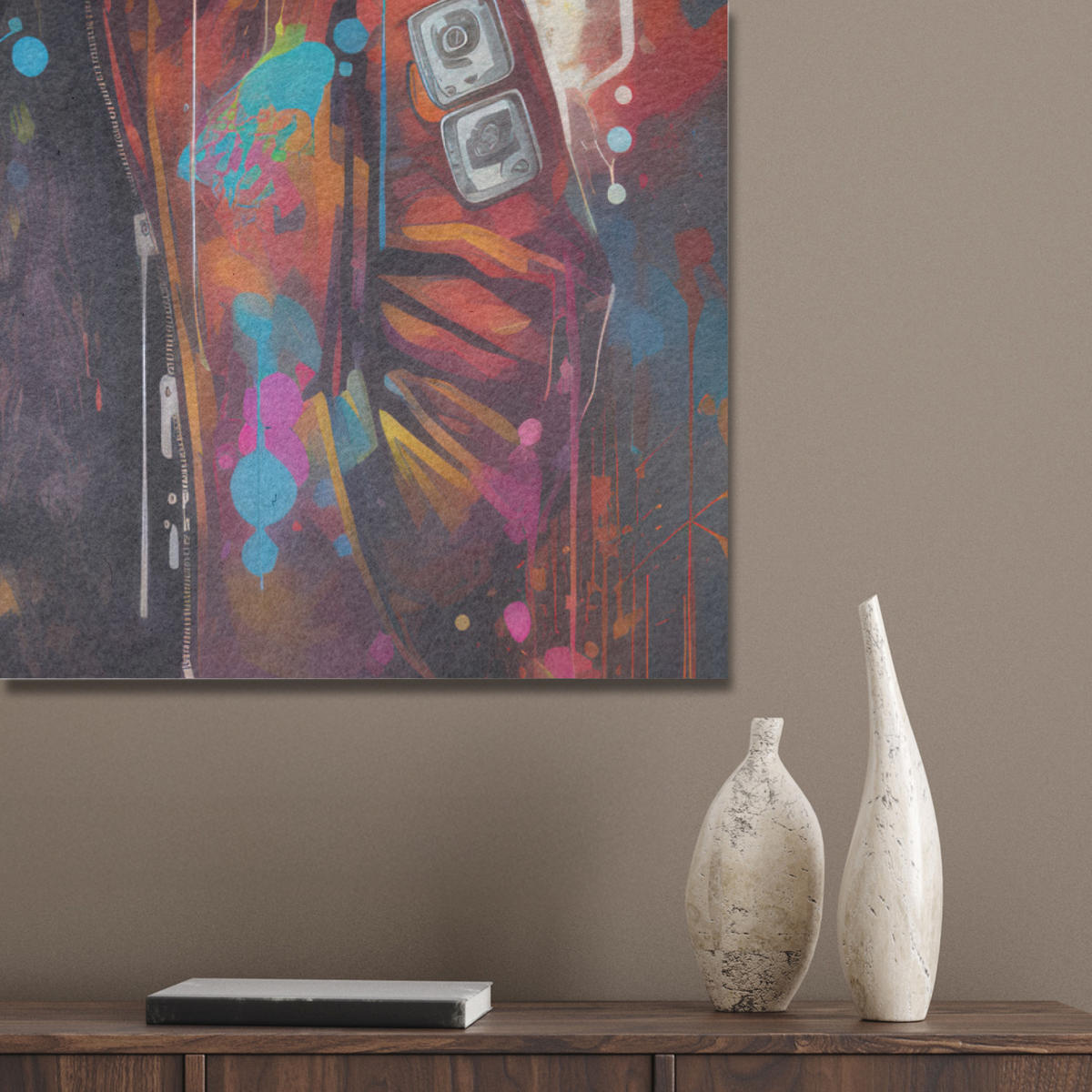 AKUSTIKPANEEL Panda - Jacke - Graffiti - Orange 70x100 cm - Orange, Textil (70/0.9/100cm) - MuchoWow